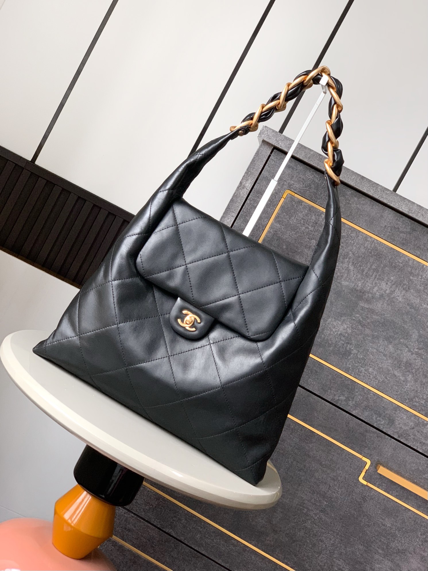 Chanel Chanel handbag, matelassé, lambskin, black,