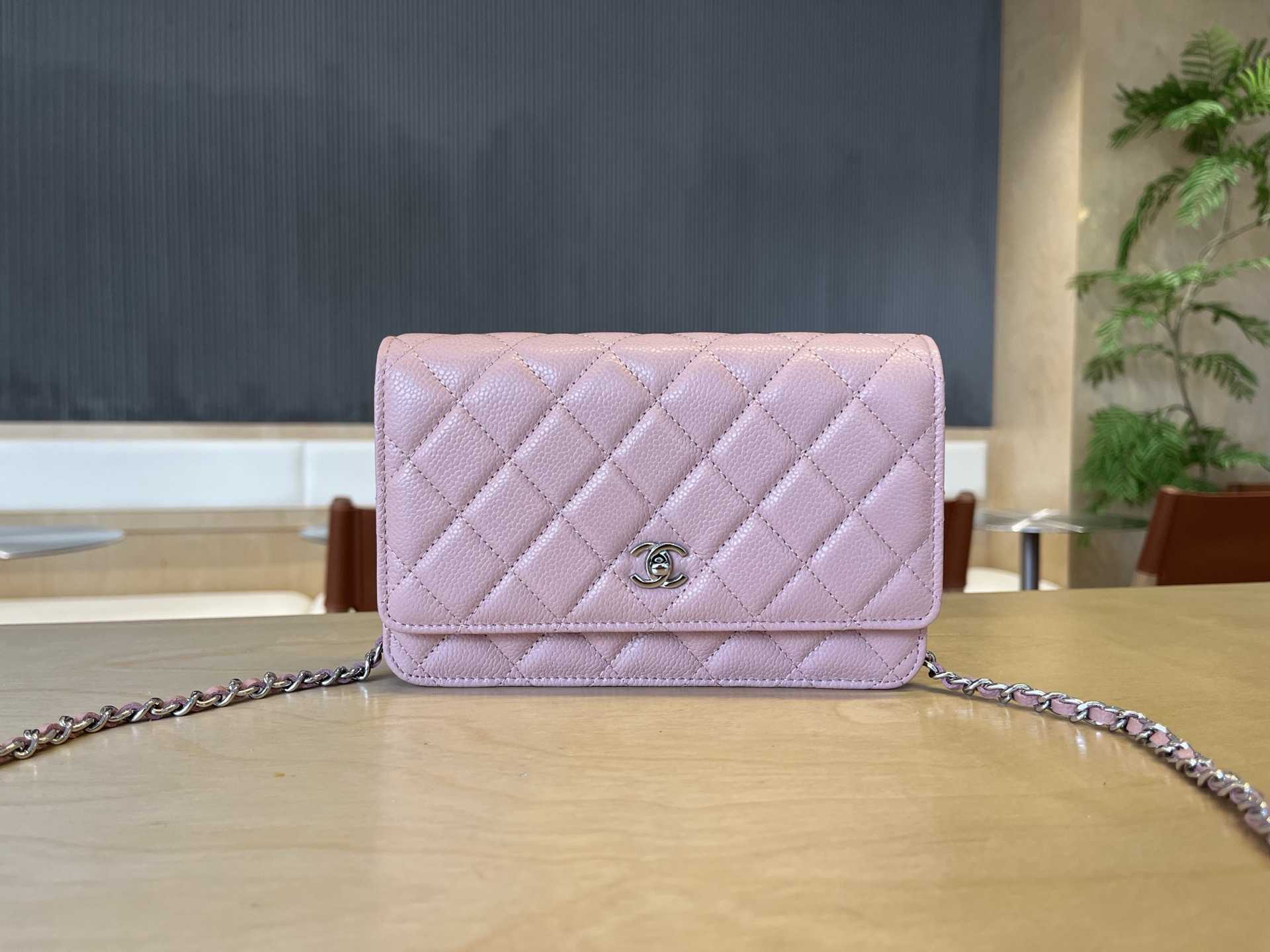CHANEL Caviar Quilted Wallet on Chain WOC Light Pink 1513192