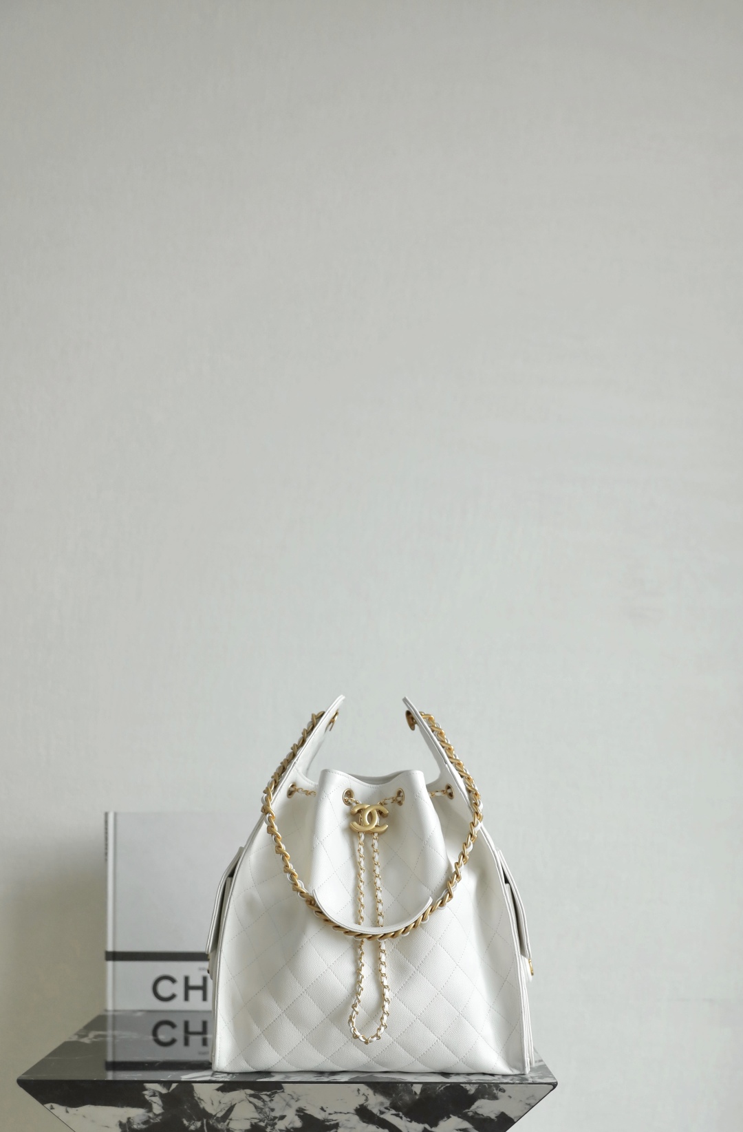 CHANEL Caviar Quilted Small Chanel 25 Handbag White