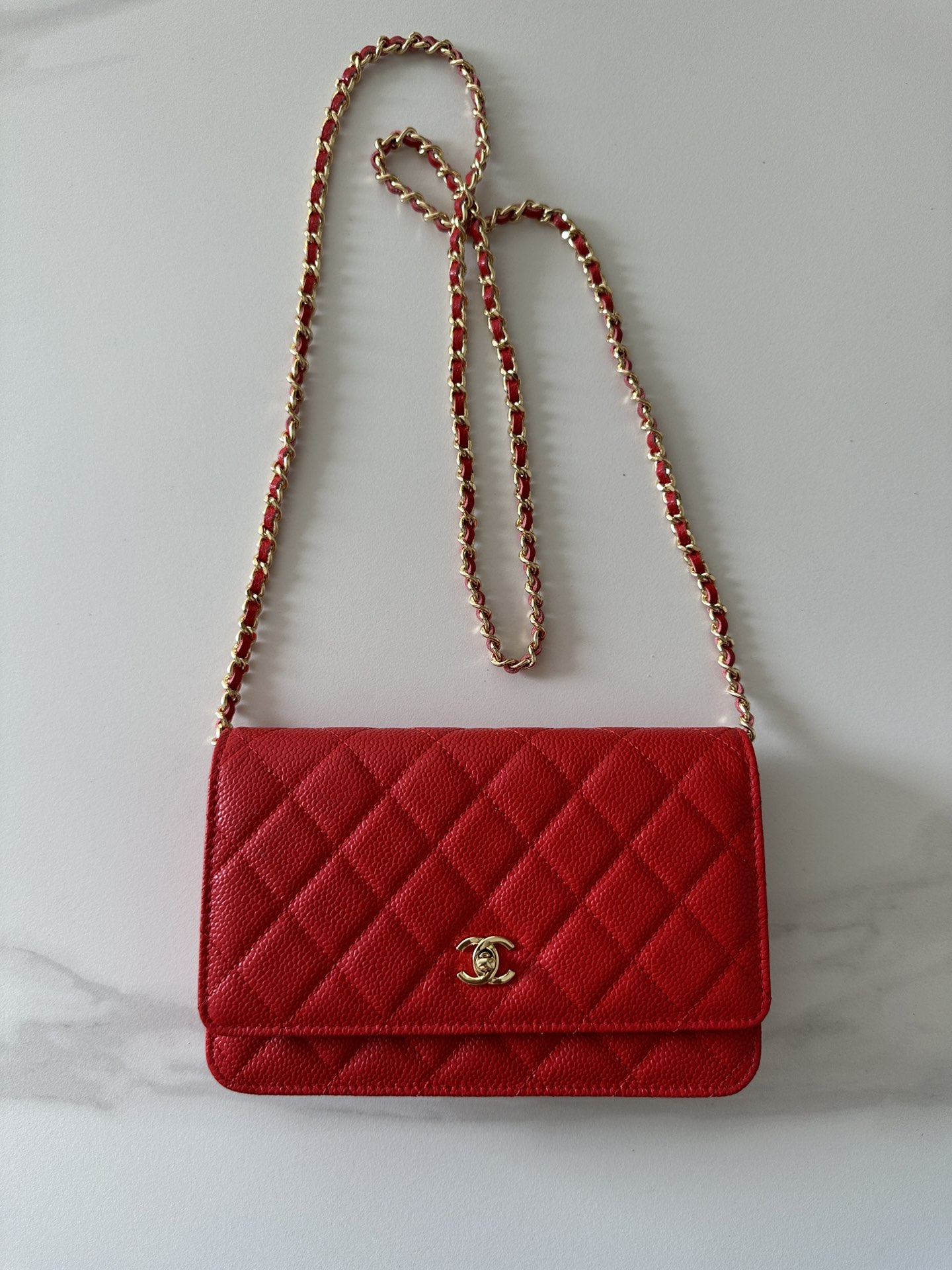 CHANEL Caviar Quilted Wallet On Chain WOC Red 1197260 |