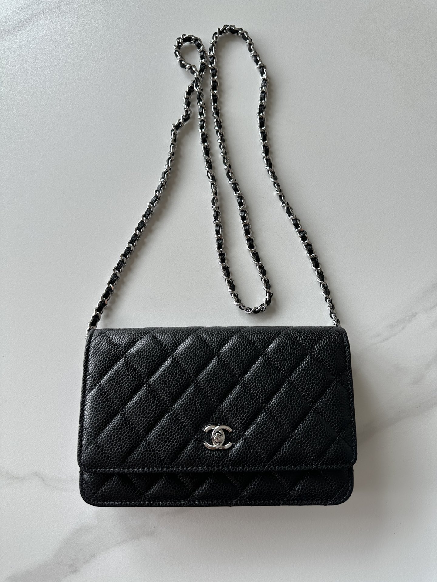 Chanel Quilted Classic Wallet On Chain WOC Black Caviar