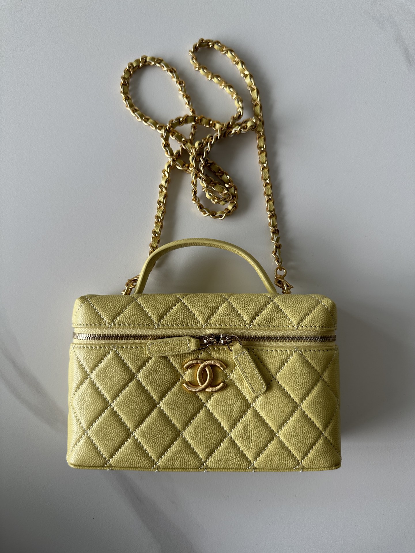 Chanel Quilted Top Handle Vanity Case Grained Calfskin