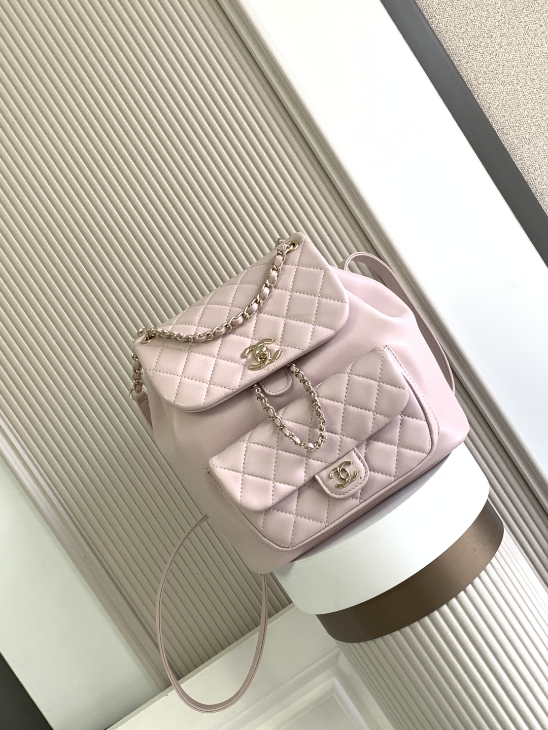 Chanel Pink Quilted Calfskin Small Duma Backpack Pale Gold Hardware