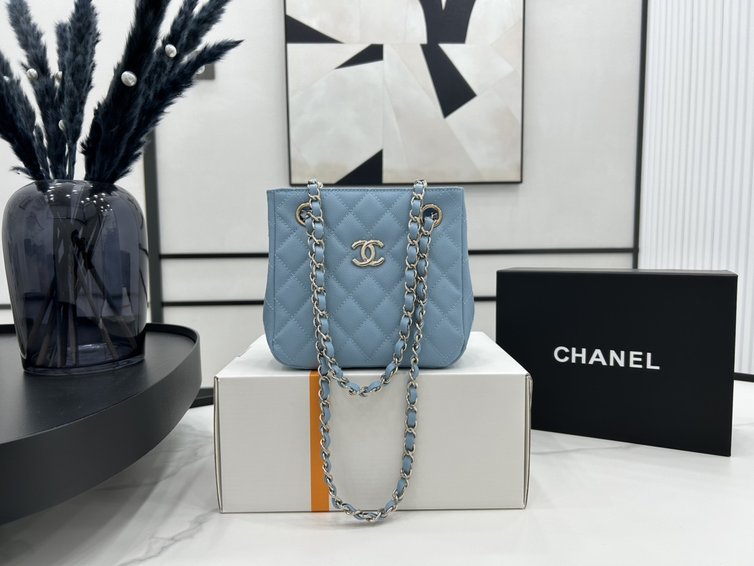 CHANEL MATELASSE Mini Bucket Bag Light Blue GP