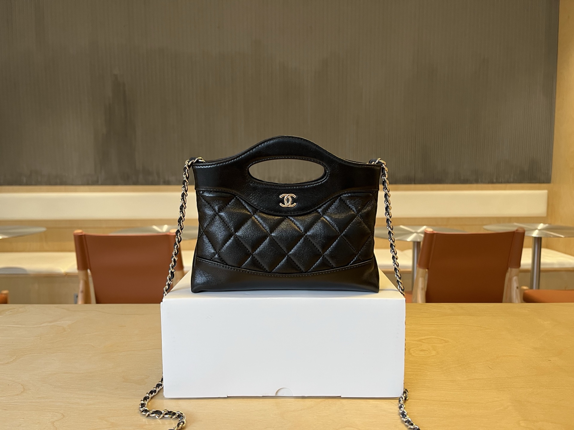 CHANEL 31 2way Hand Chain Shoulder Bag Leather Black
