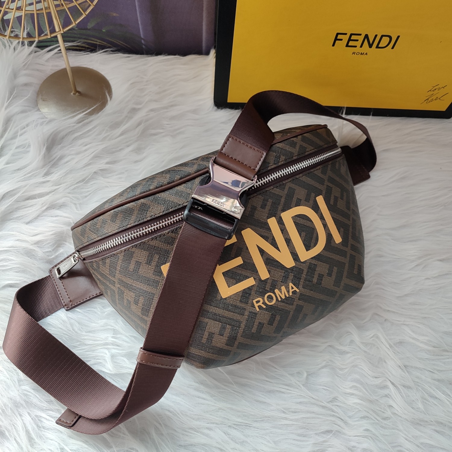 Men’s Fendi Belt Bag Brown FF Fabric ‘Brown’ –