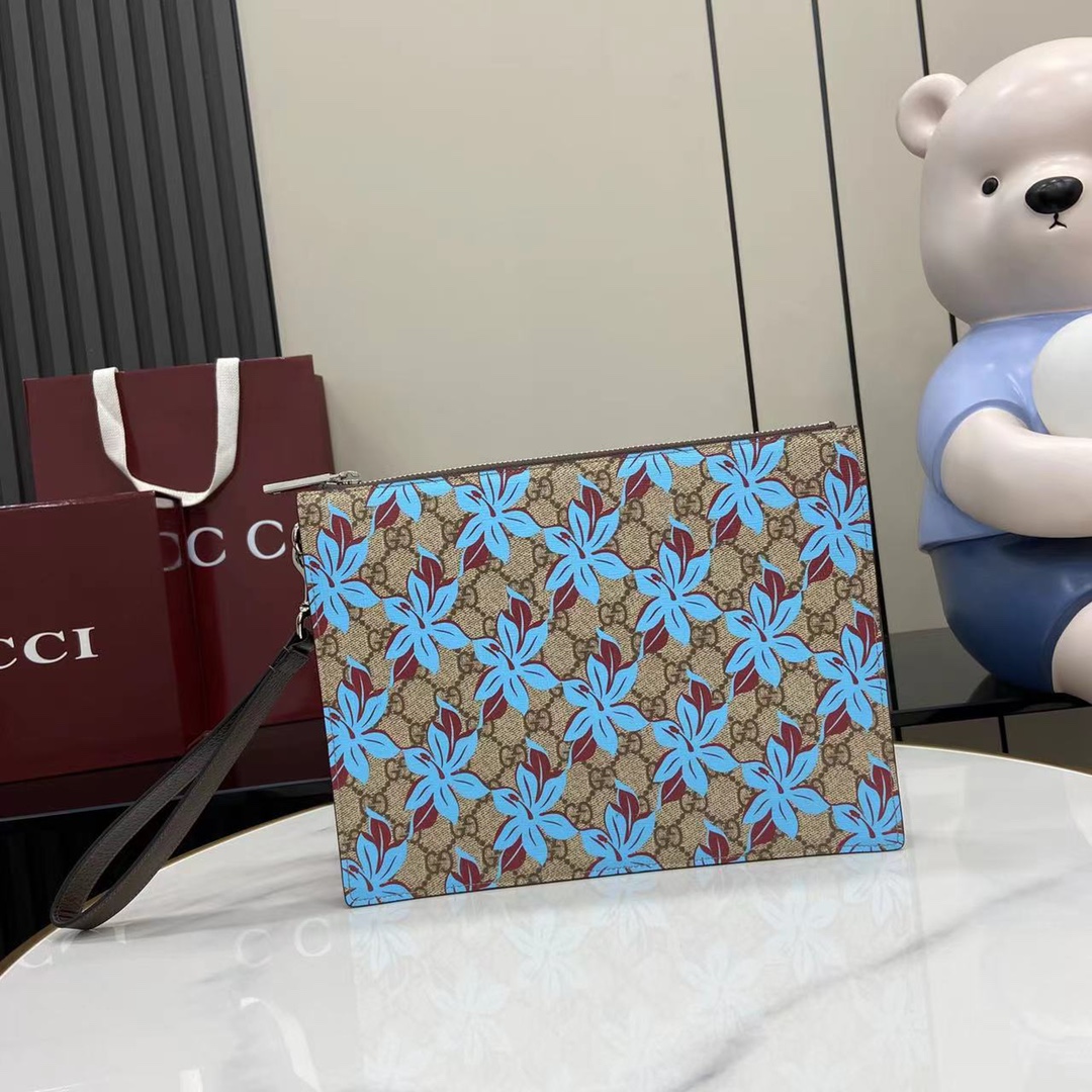 Gucci Bi-fold GG printed wallet in beige and dark brown Supreme