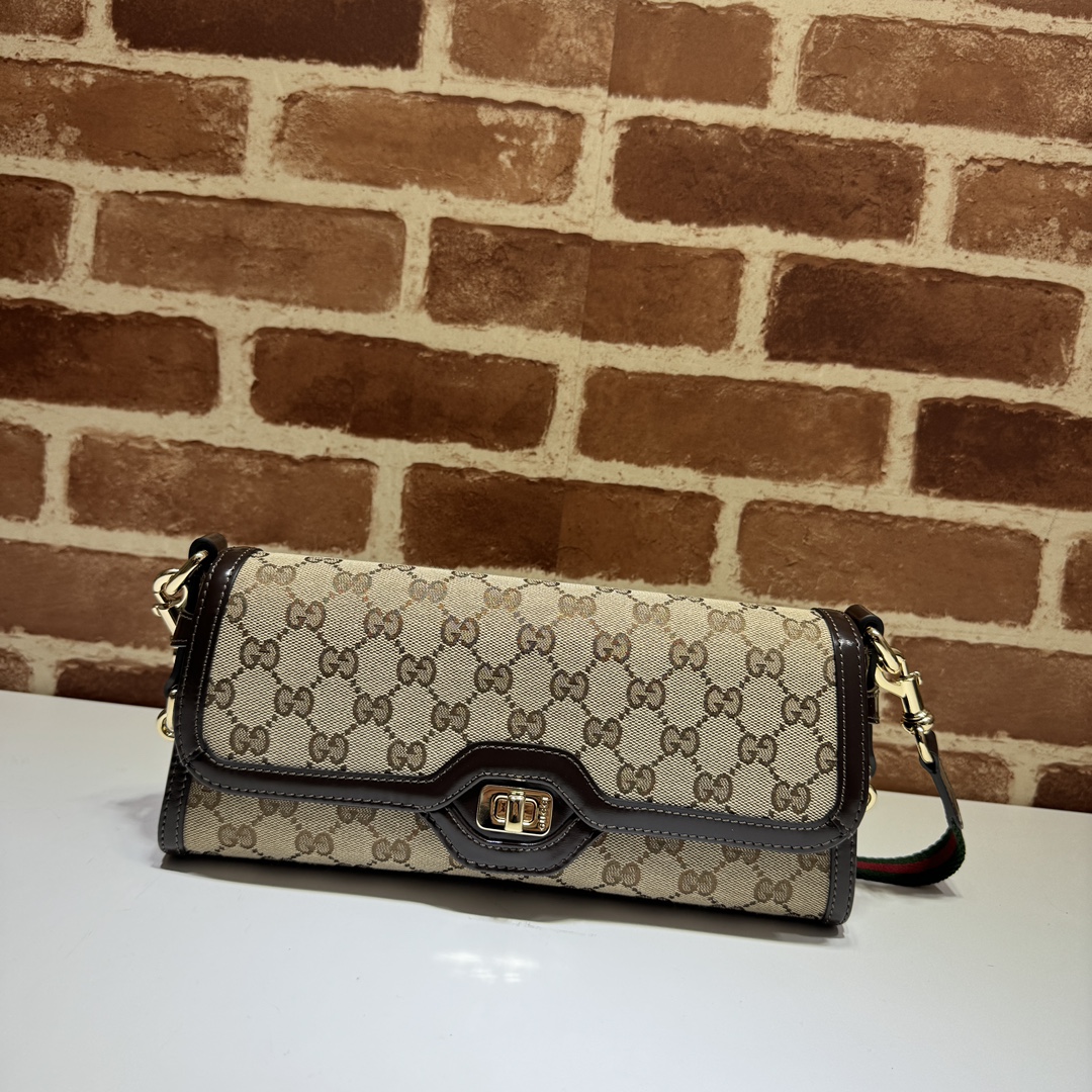 GUCCI GG Monogram Small Luce Shoulder Bag Beige Ebony 1544492