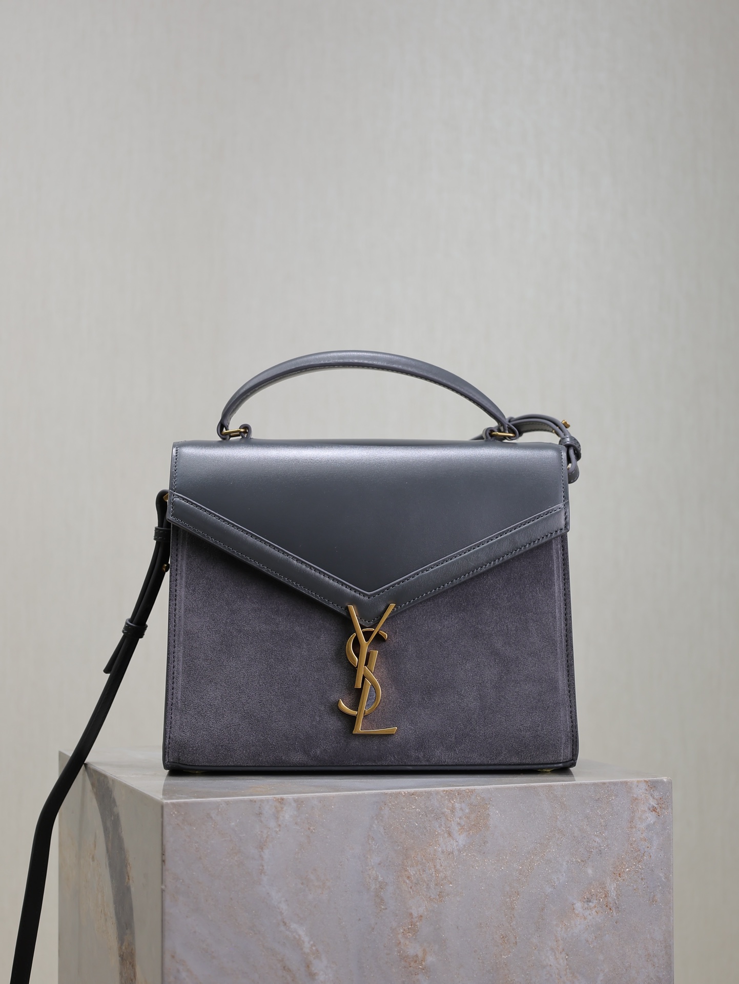 Saint Laurent Cassandra Suede & Leather Mini Top Handle Crossbody