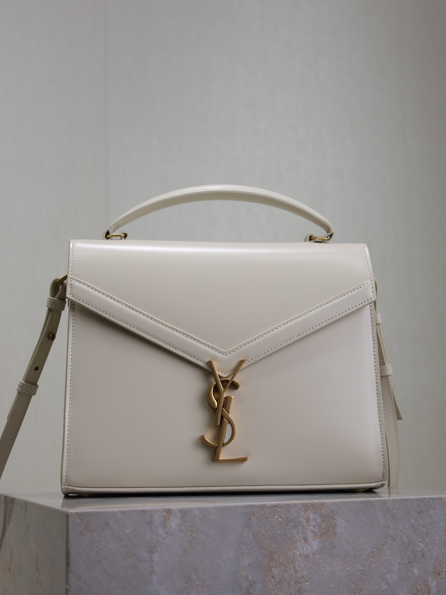 Saint Laurent Cassandra Mini Tote Shoulder Bag white