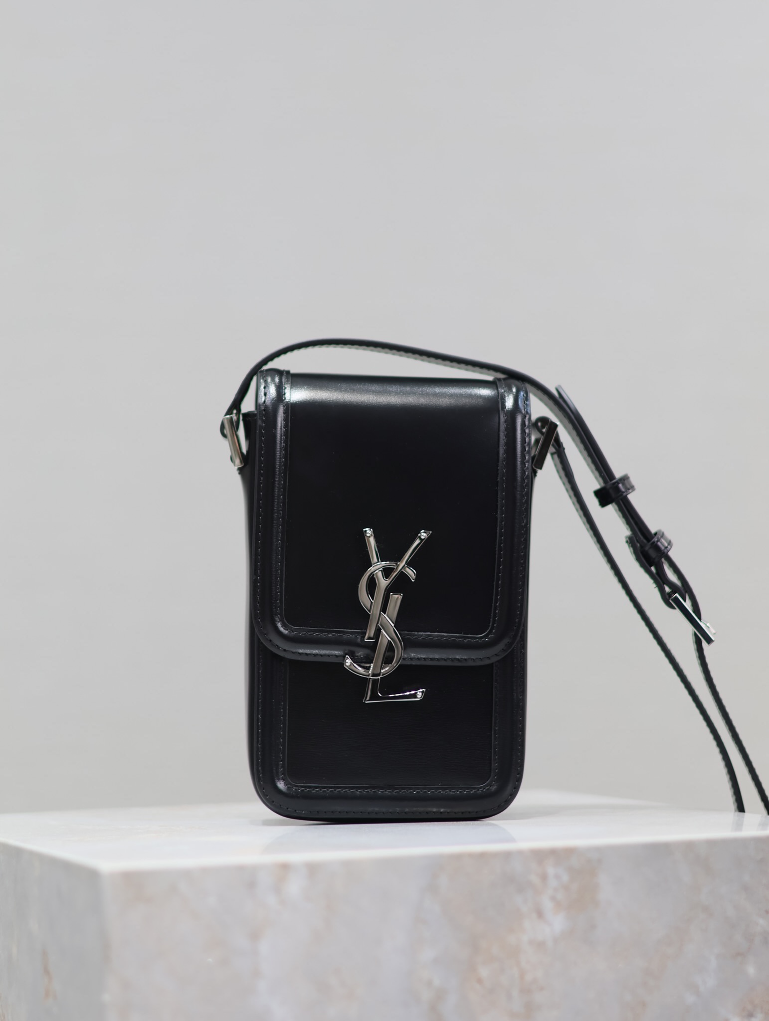 Saint Laurent Solferino Monogram Phone Holder Black New