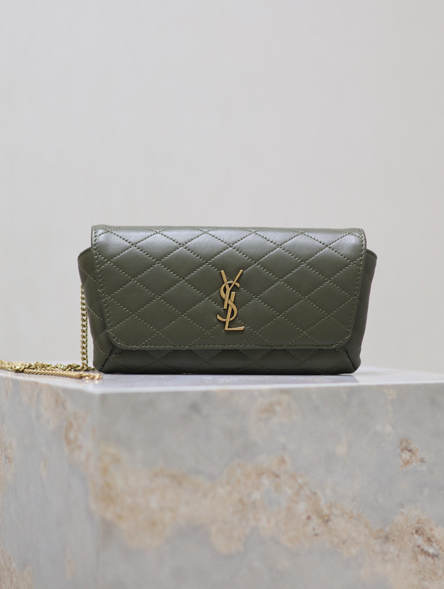 Saint Laurent Gaby Chain Phone Holder Bag in Taupe