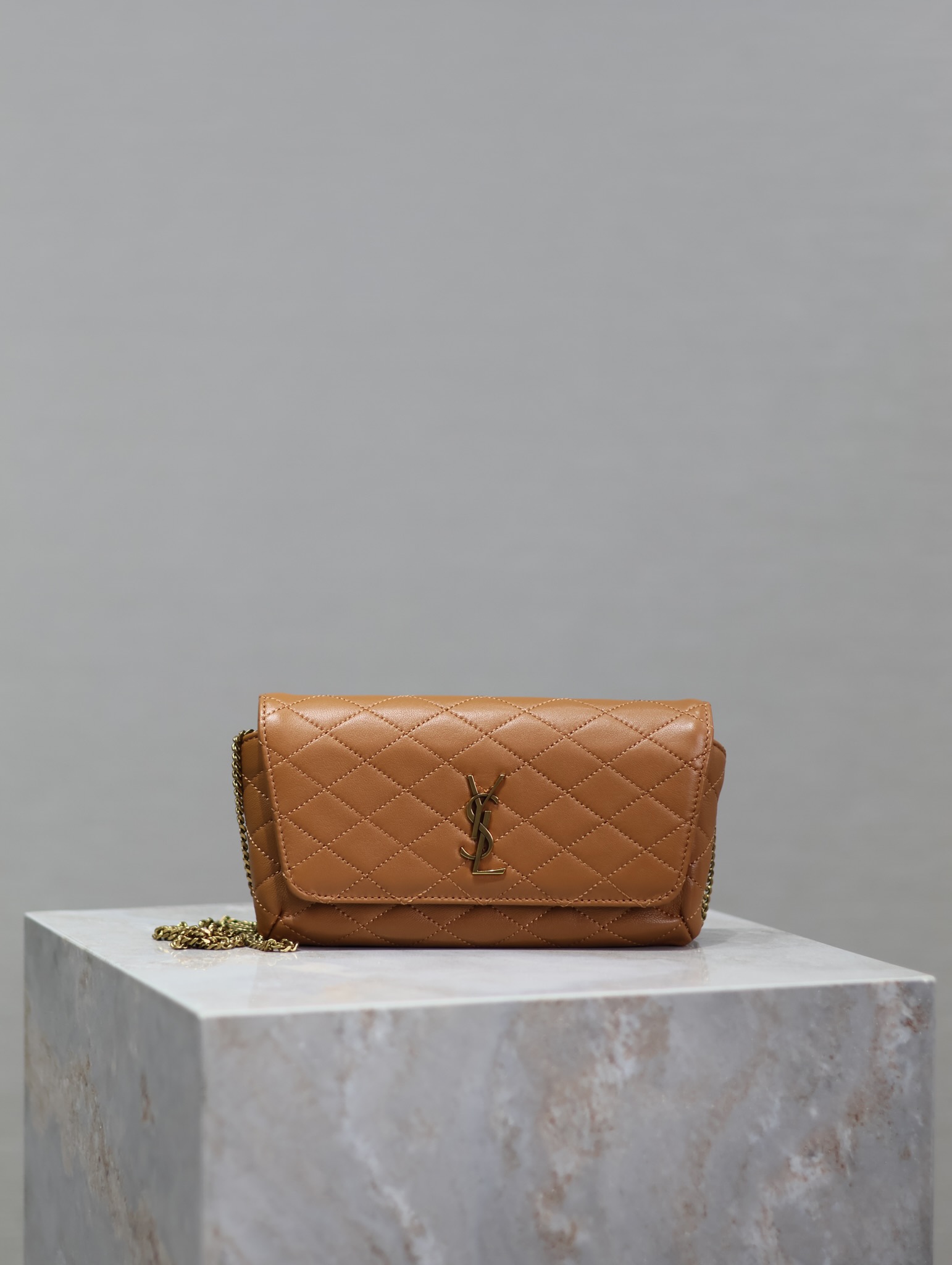 Saint Laurent Gaby Chain Phone Holder Bag in Brown