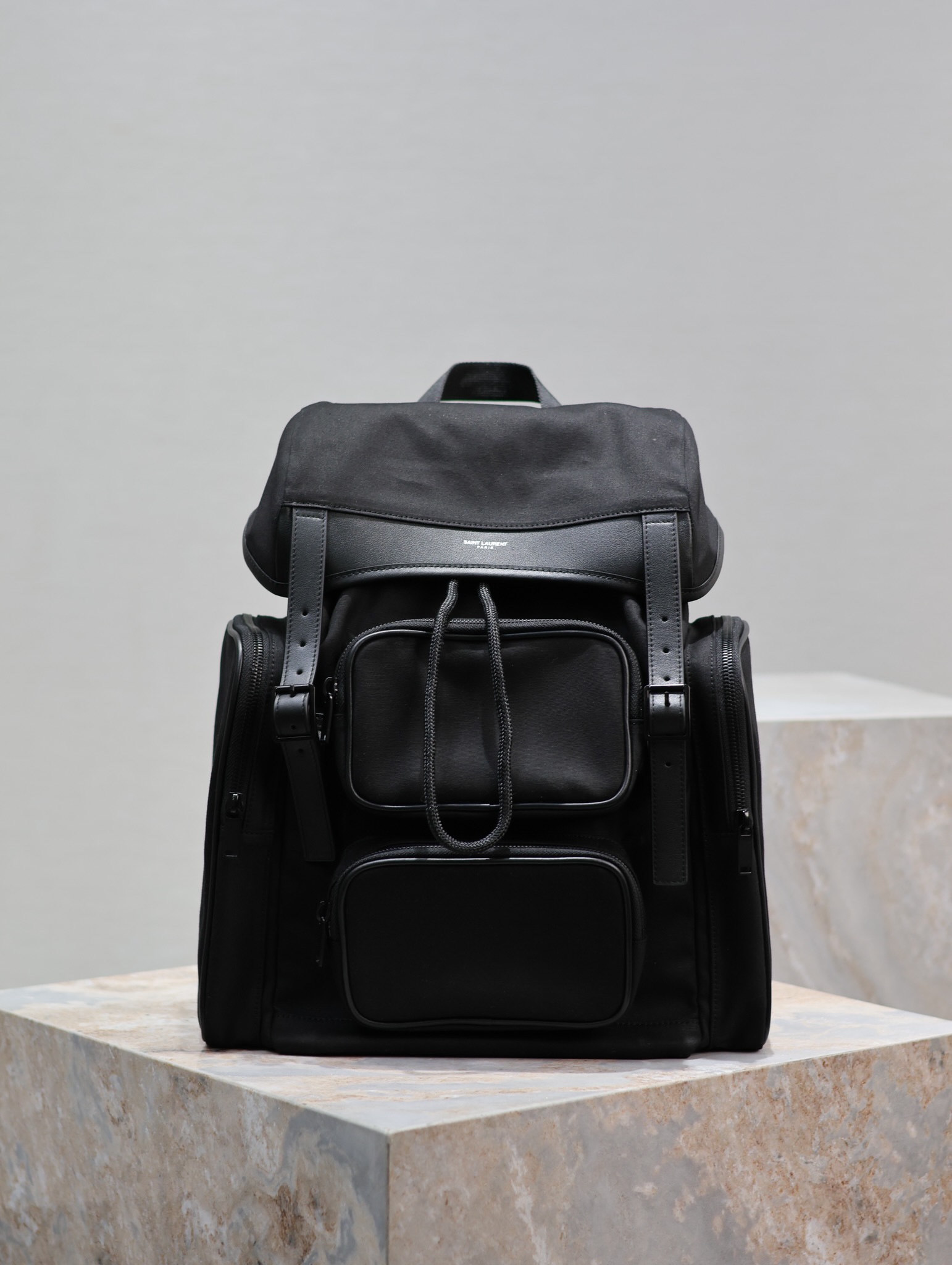 YSL Saint Laurent Hunt Nylon Backpack In Black