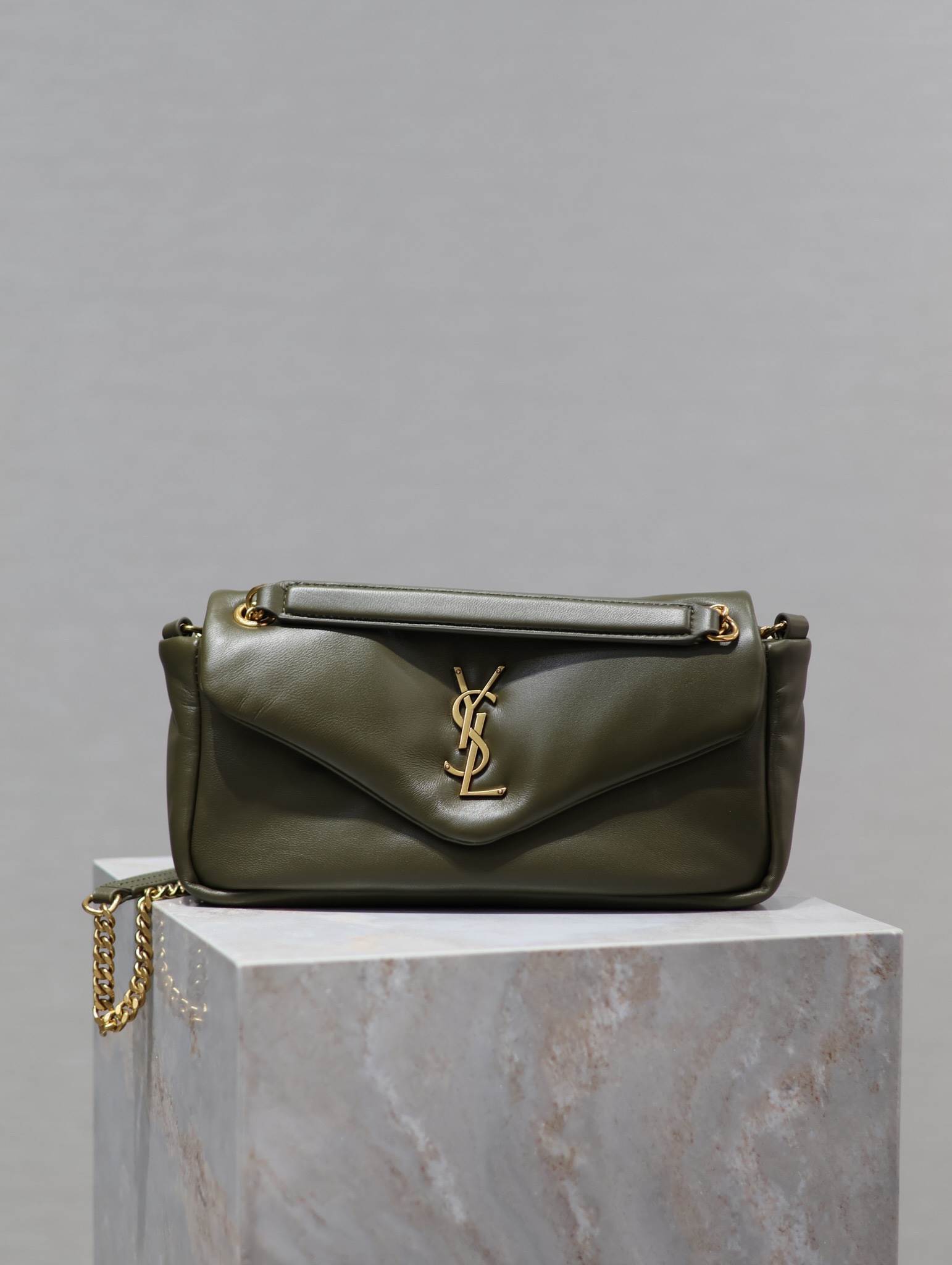 Saint Laurent Calypso Leather Shoulder Bag in Brown