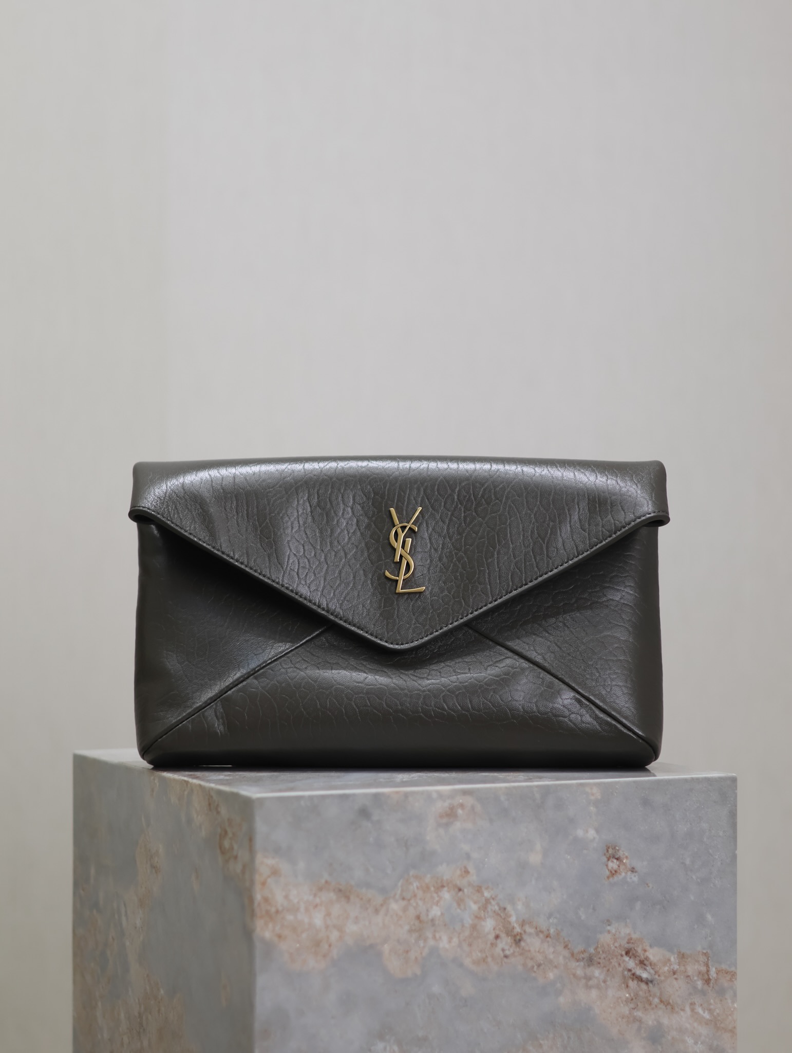 YSL Saint Laurent Large Cassandre Envelope Clutch Bag BLACK