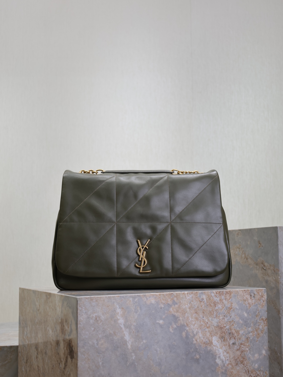 Saint Laurent Jamie geometric-panelled Shoulder Bag | Green |