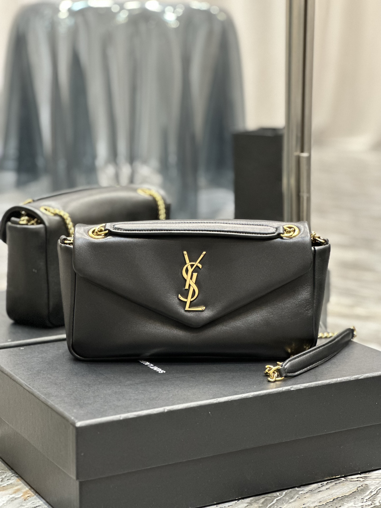 Saint Laurent Calypso Plunged Lambskin ‘Black’ 734153AACQO100