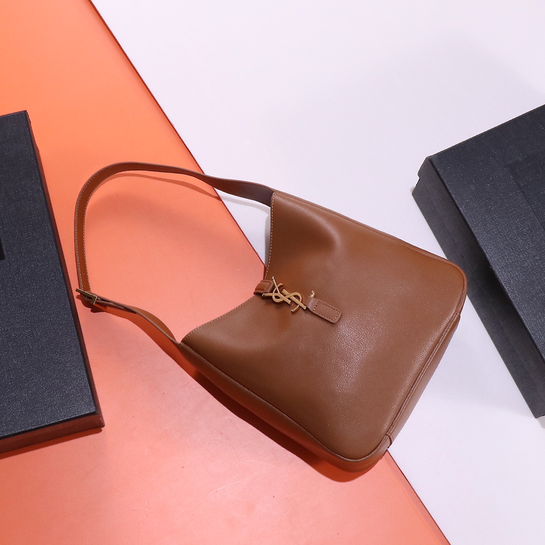 YSL Le 5 à 7 Supple Small Leather Shoulder Bag BROWN