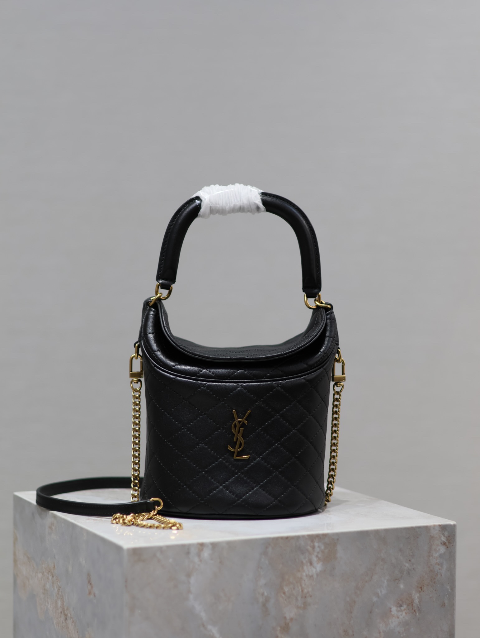 SAINT LAURENT Gaby Mini leather bucket bag color black