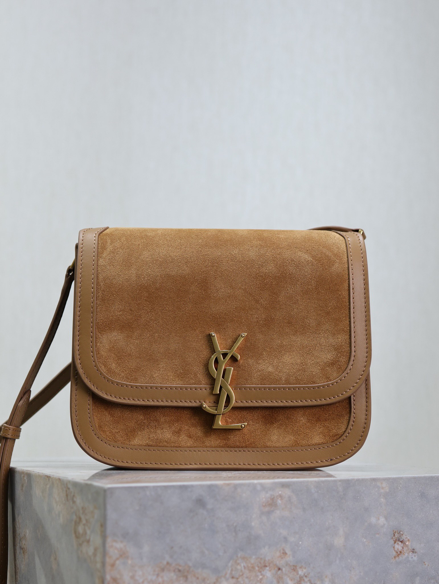 Saint Laurent Lock Medium Shoulder Bag In Brown