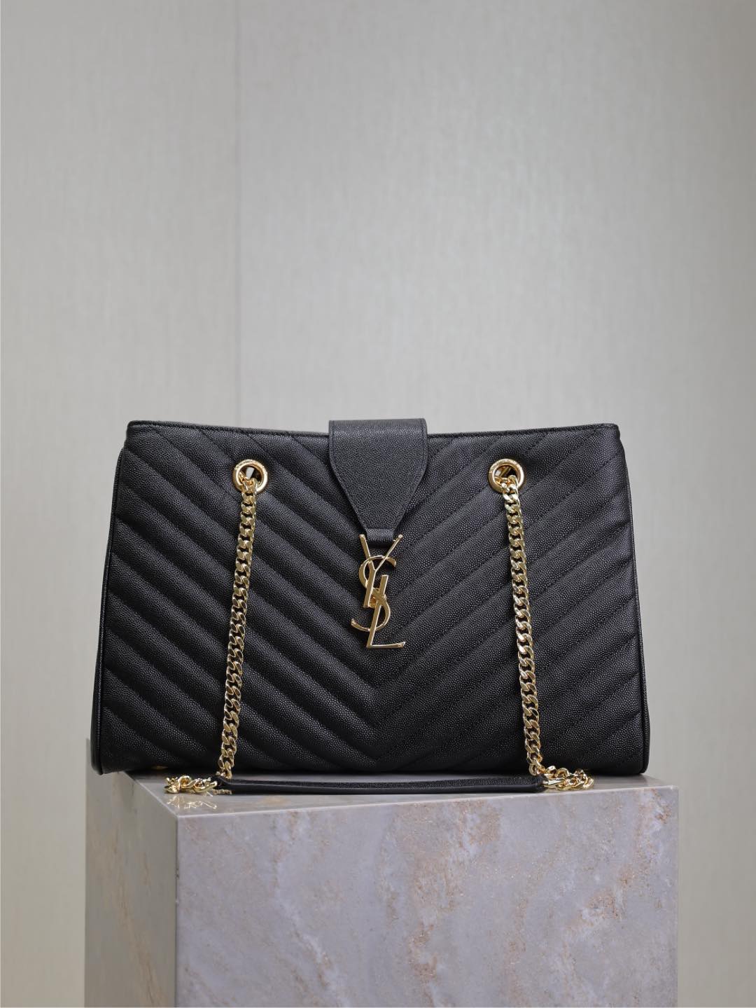 Saint Laurent Paris Black Matelasse Leather Cassandre Shopper Tote Saint Laurent Pari