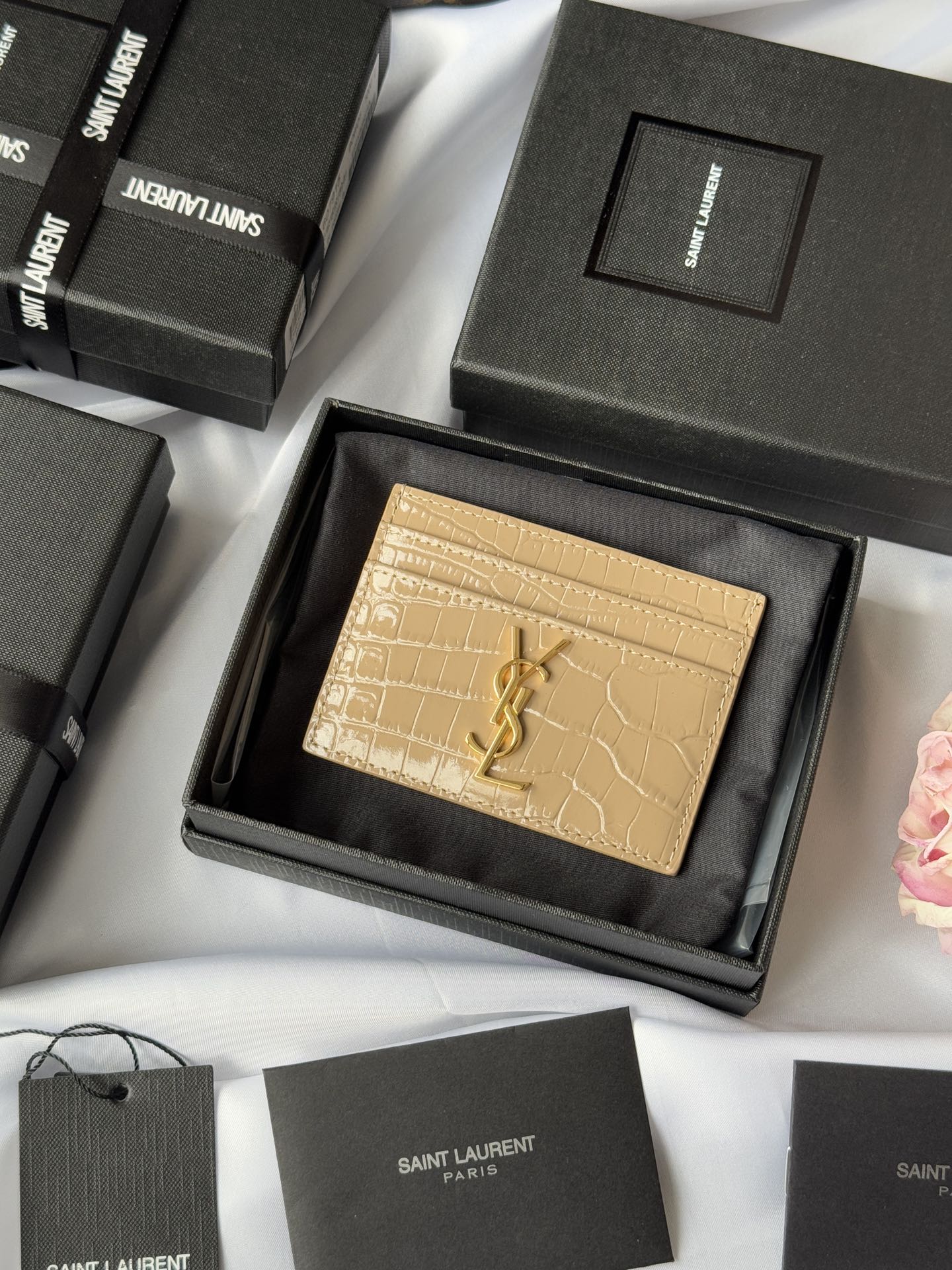 Saint Laurent Cassandra Business Card Holder brown