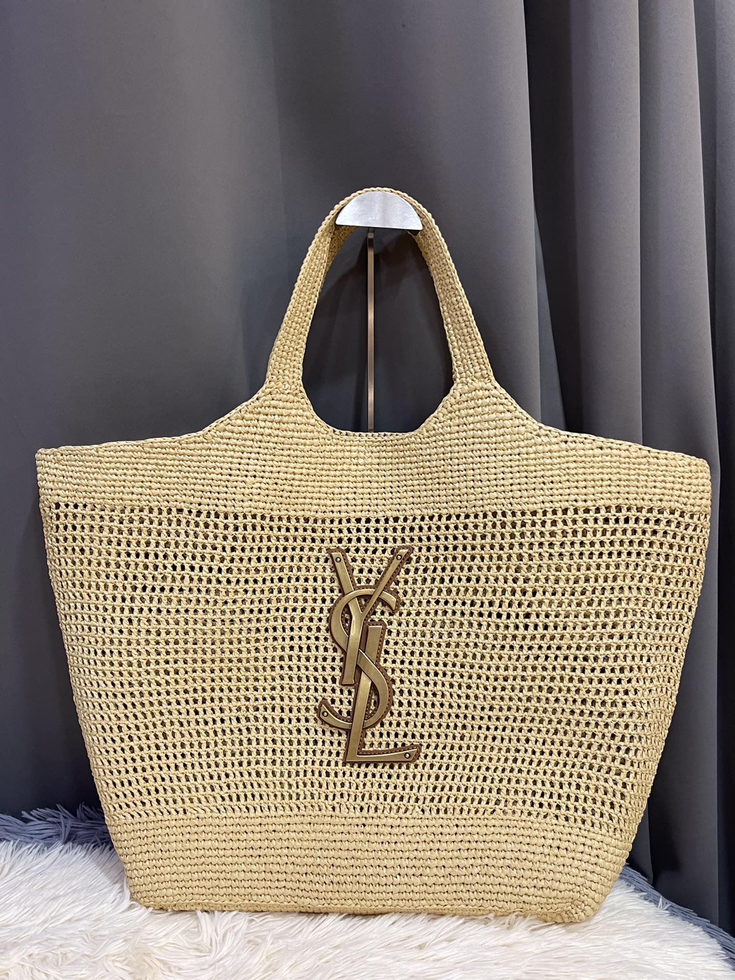 Saint Laurent Icare crochet raffia shopping bag Saint Laurent