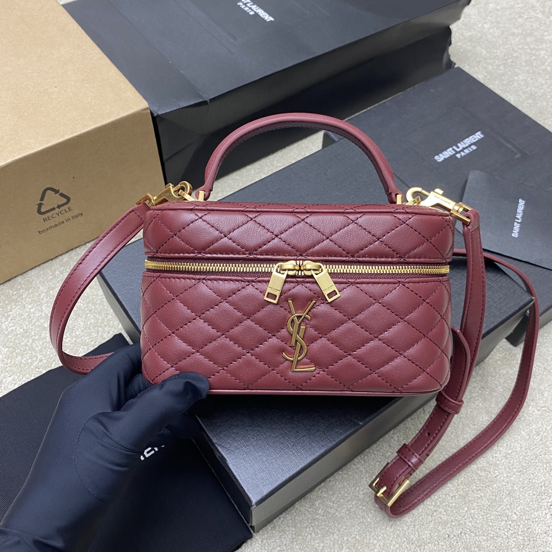 Saint Laurent Loulou Small in Matelassé Lambskin – noir