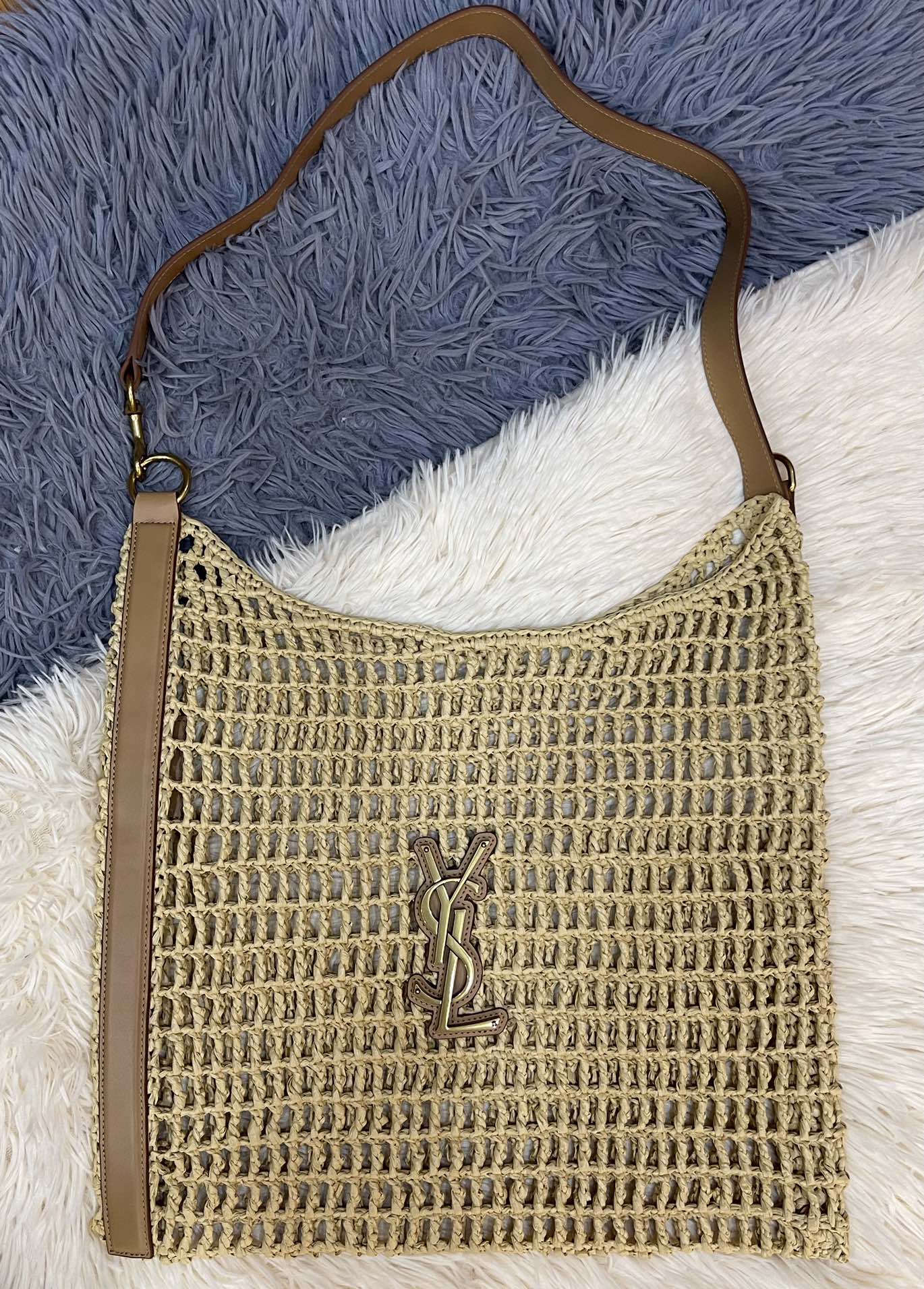 Saint Laurent Bolsa Oxalis em ráfia macramê | Saint Laurent