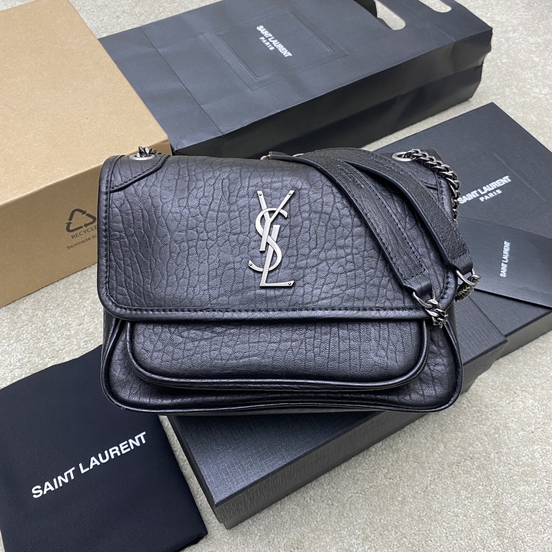 Saint Laurent Tiny Cassandre Passport Case in Leather Black