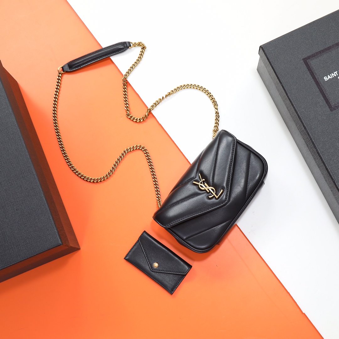 Saint Laurent Mini Leather Loulou Cross-Body Bag