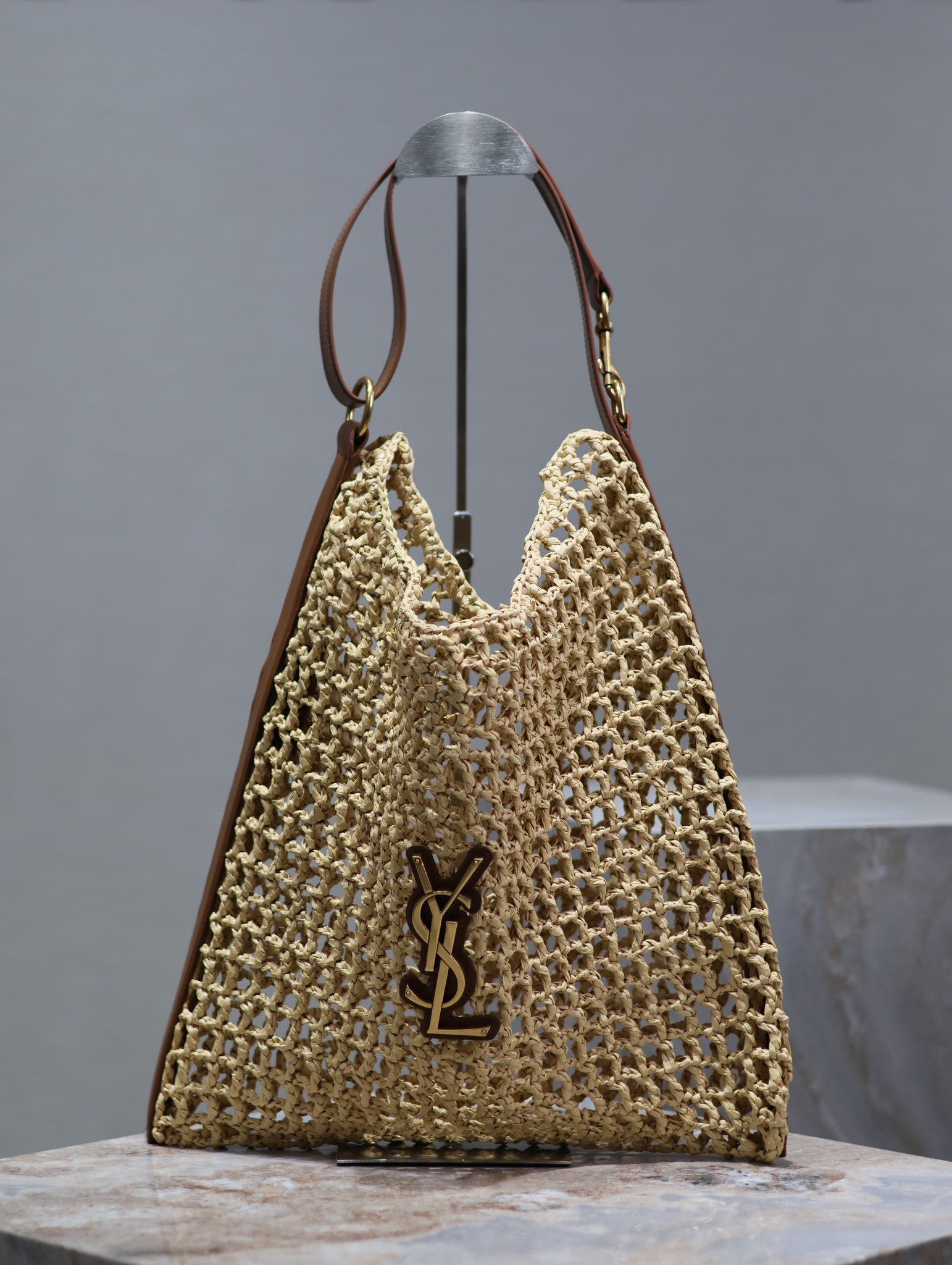 Saint Laurent Signature Cesto Fludio Raffia Tote 2024