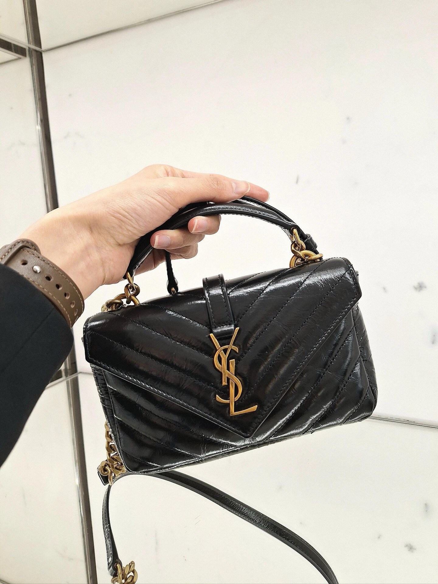 Saint Laurent Tote College Mini | Negro