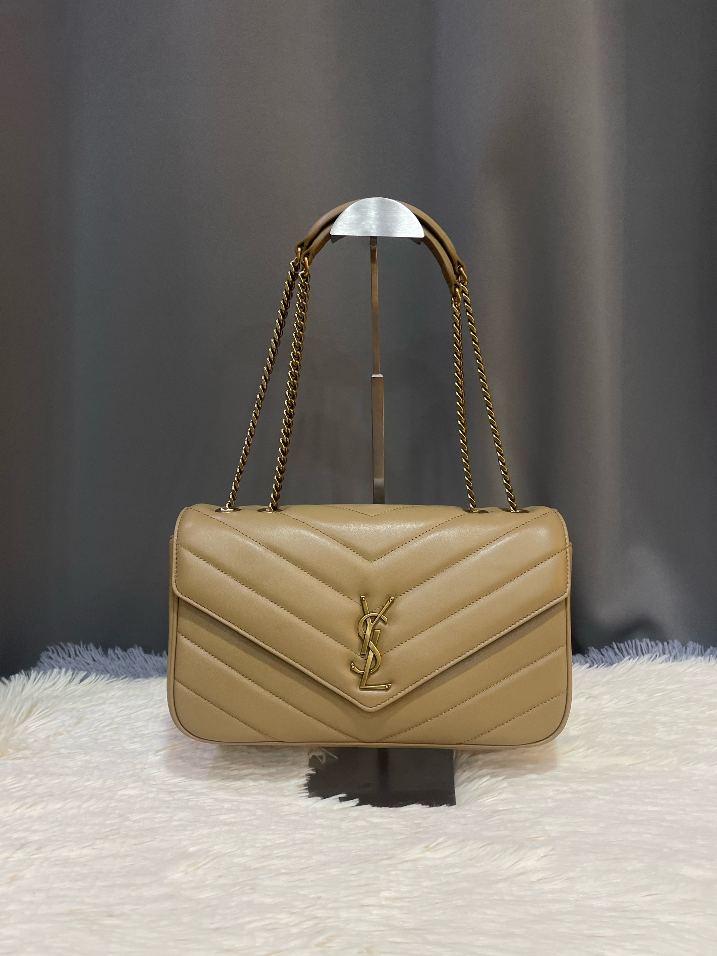 YSL Saint Laurent Medium Loulou Bag in Natural brown