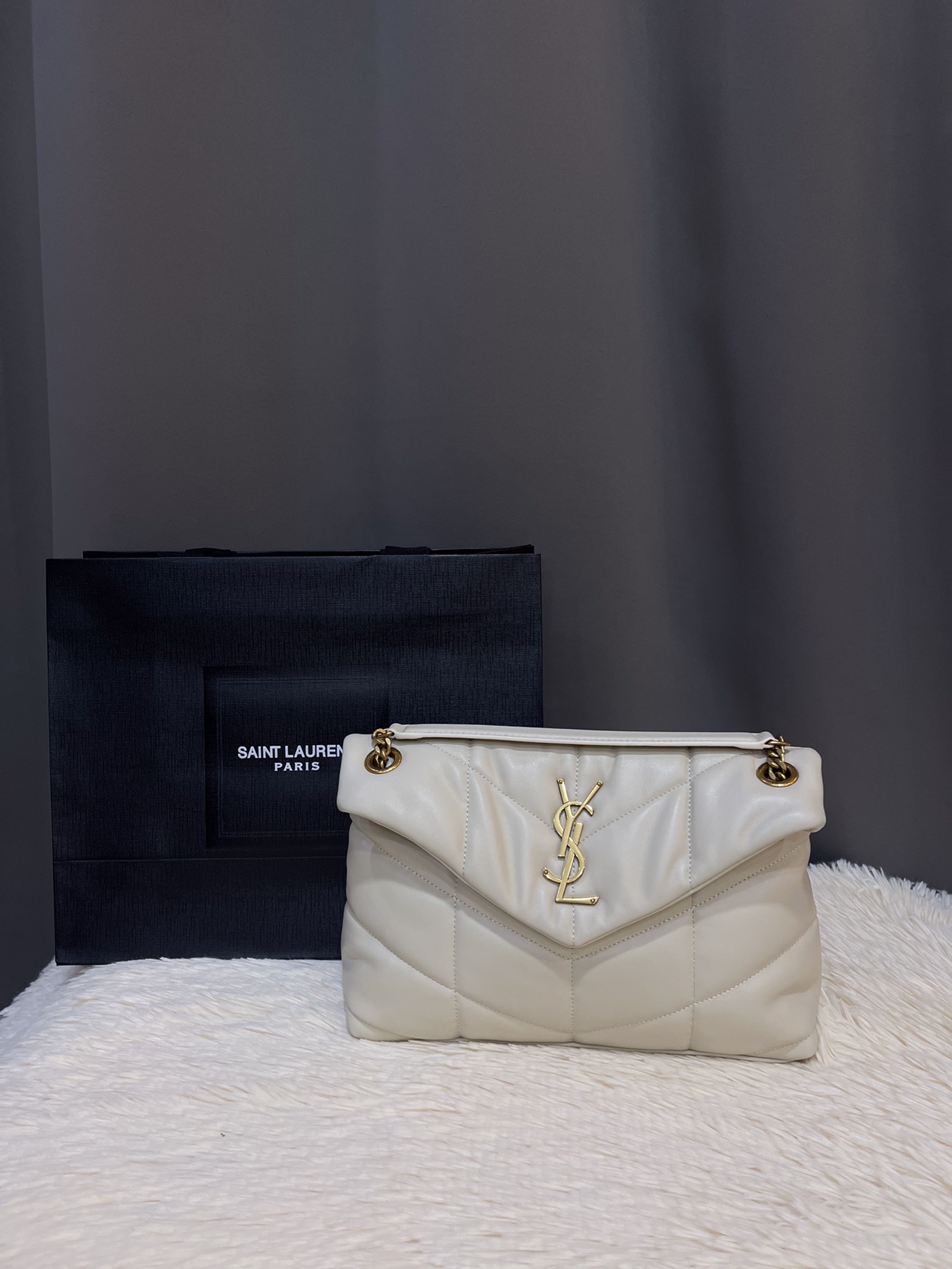 SAINT LAURENT Lambskin Quilted Small Loulou Puffer