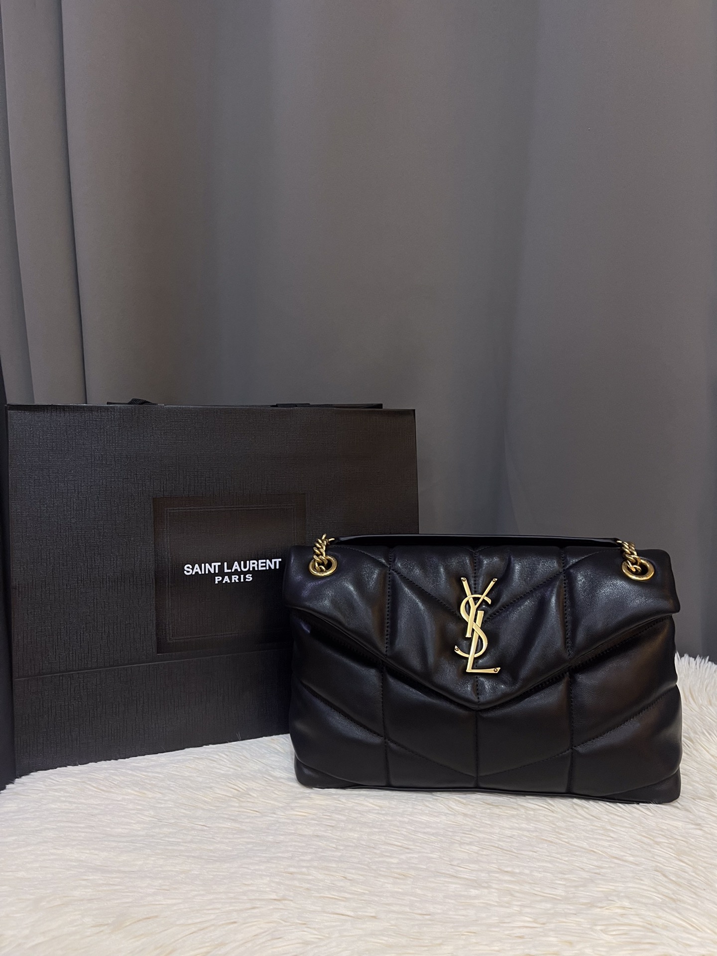 Saint Laurent Toy Puffer in Black Nappa Leather