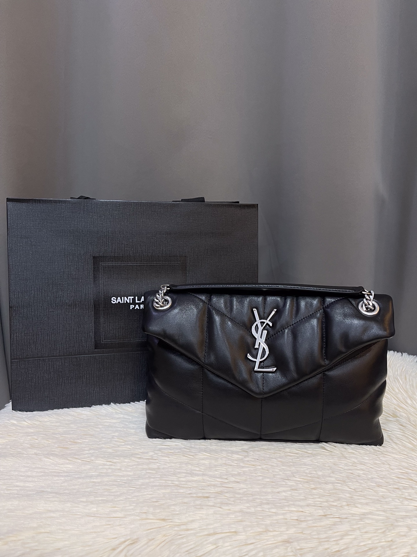 Saint Laurent Small Loulou Shoulder Bag Black Silver – Nice Bag™