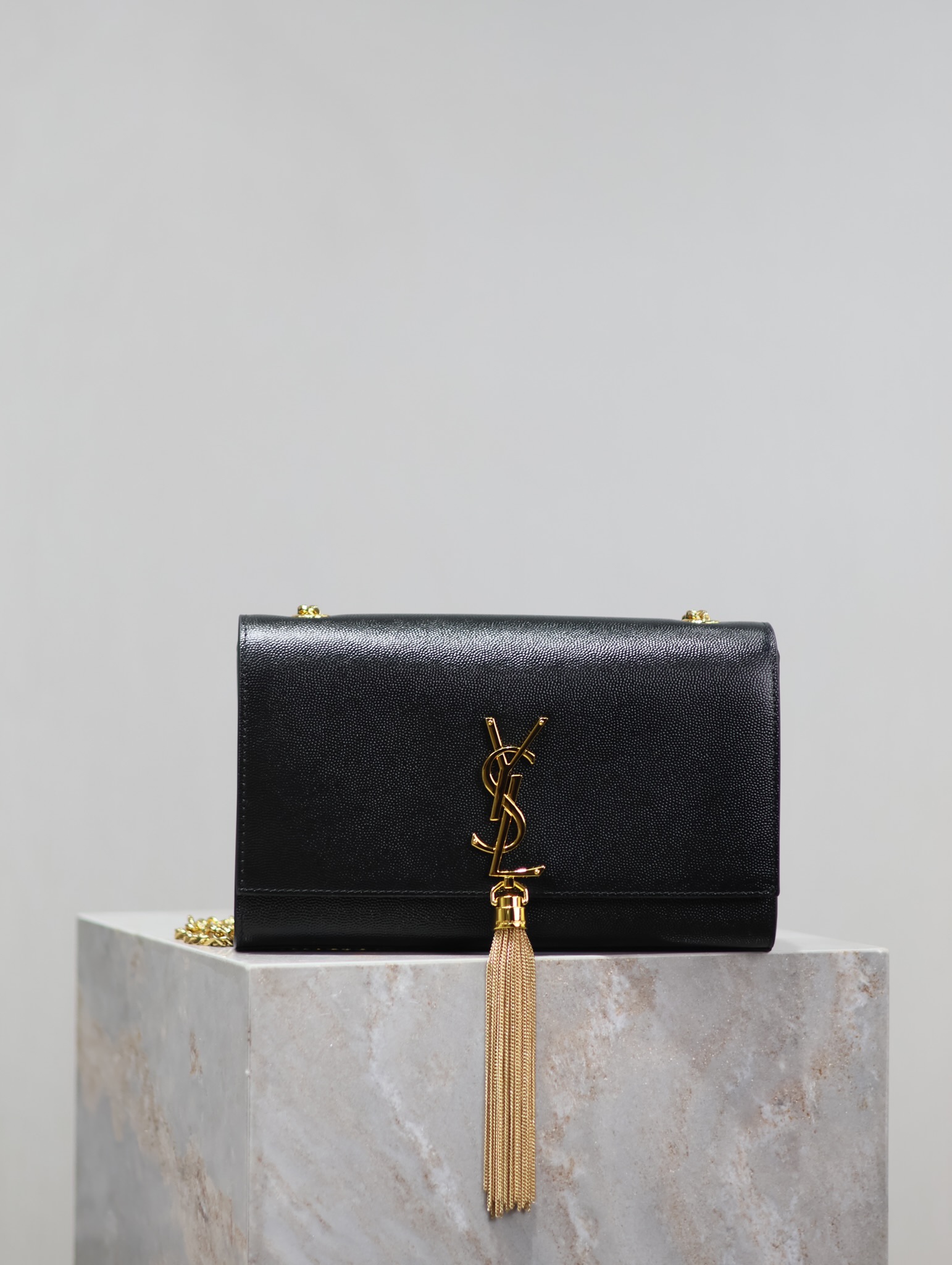 Saint Laurent Kate Tassel Small Leather Shoulder Bag in Black