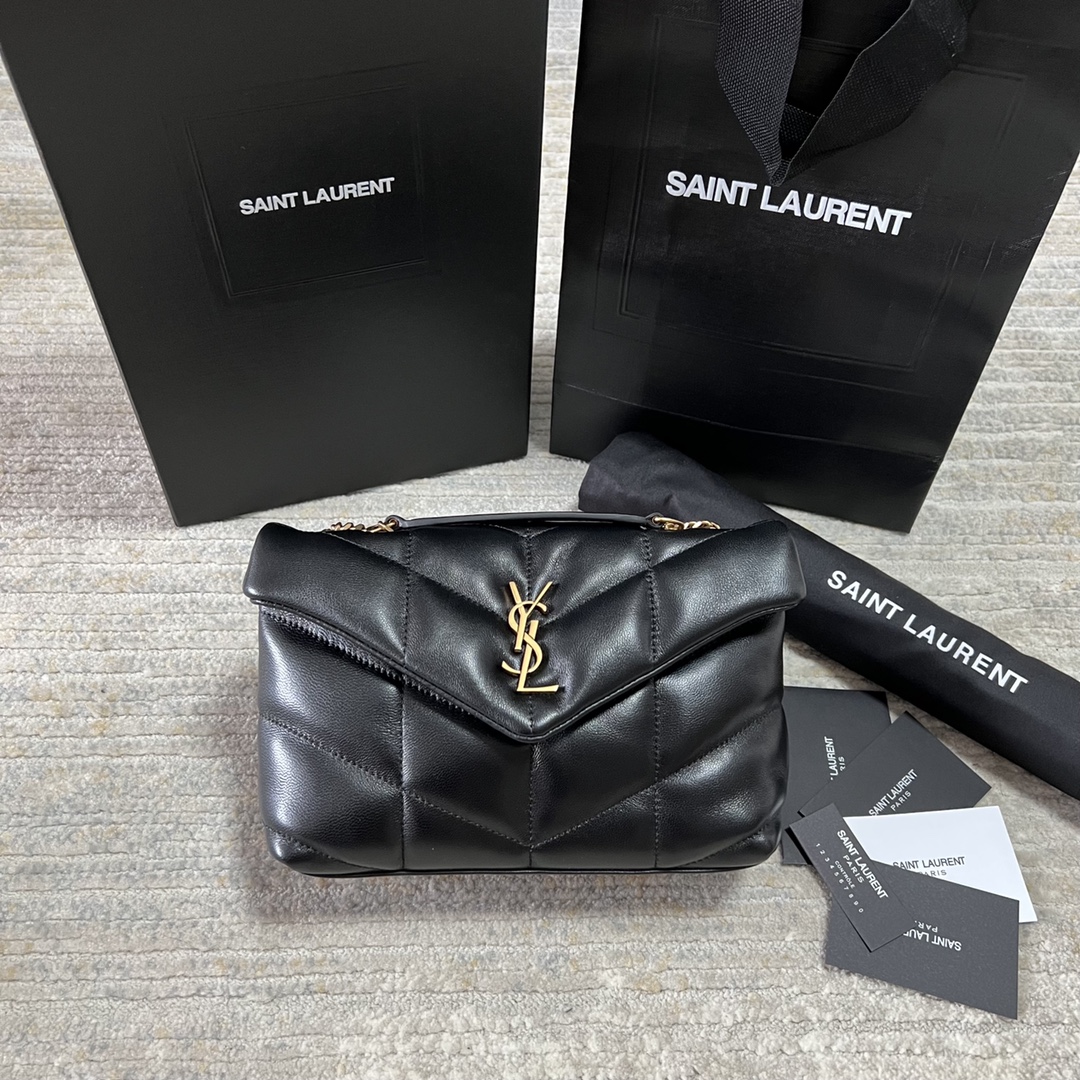 Saint Laurent Toy Puffer in Black Nappa Leather
