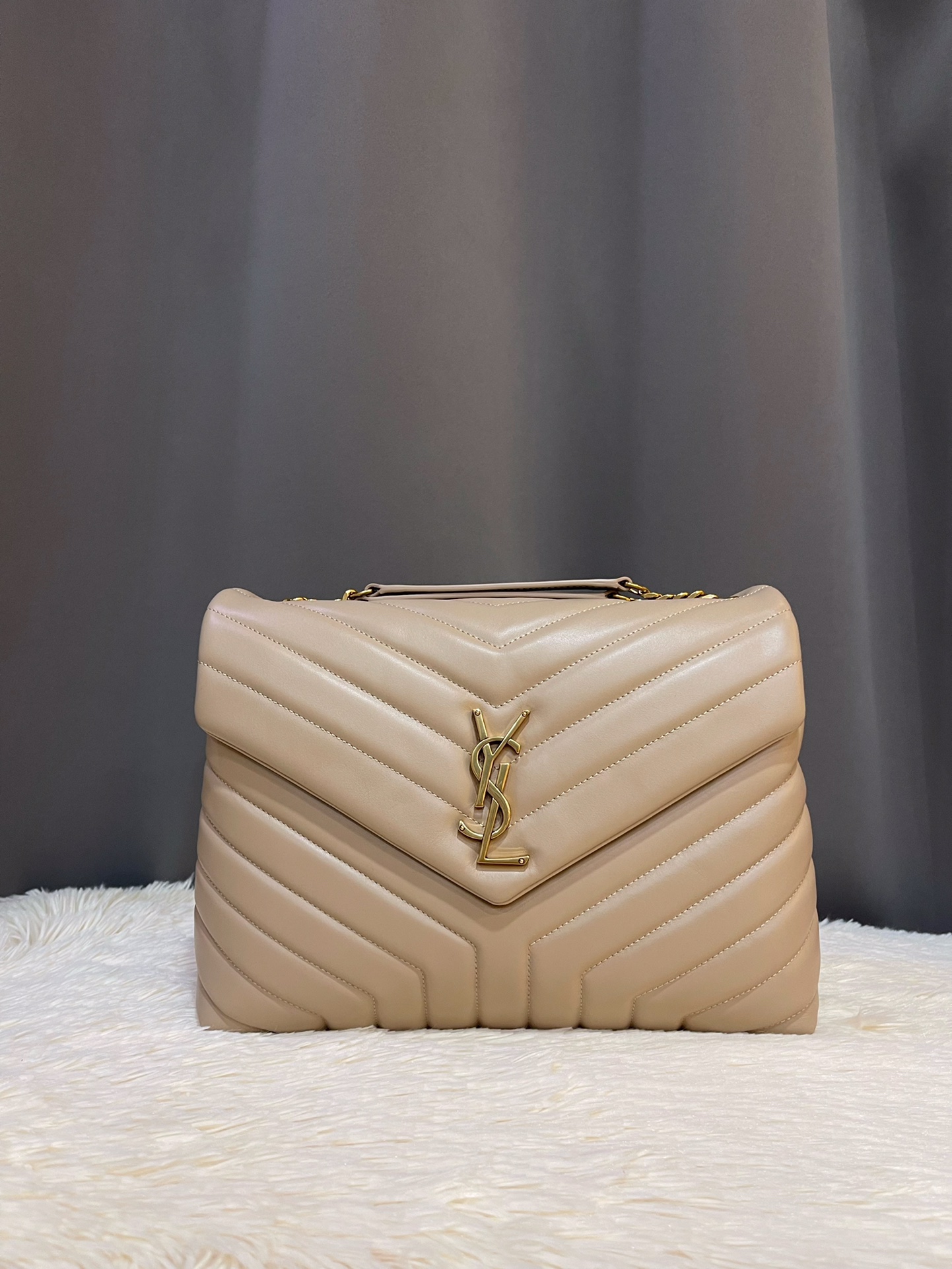 SAINT LAURENT Calfskin Y Quilted Monogram Medium
