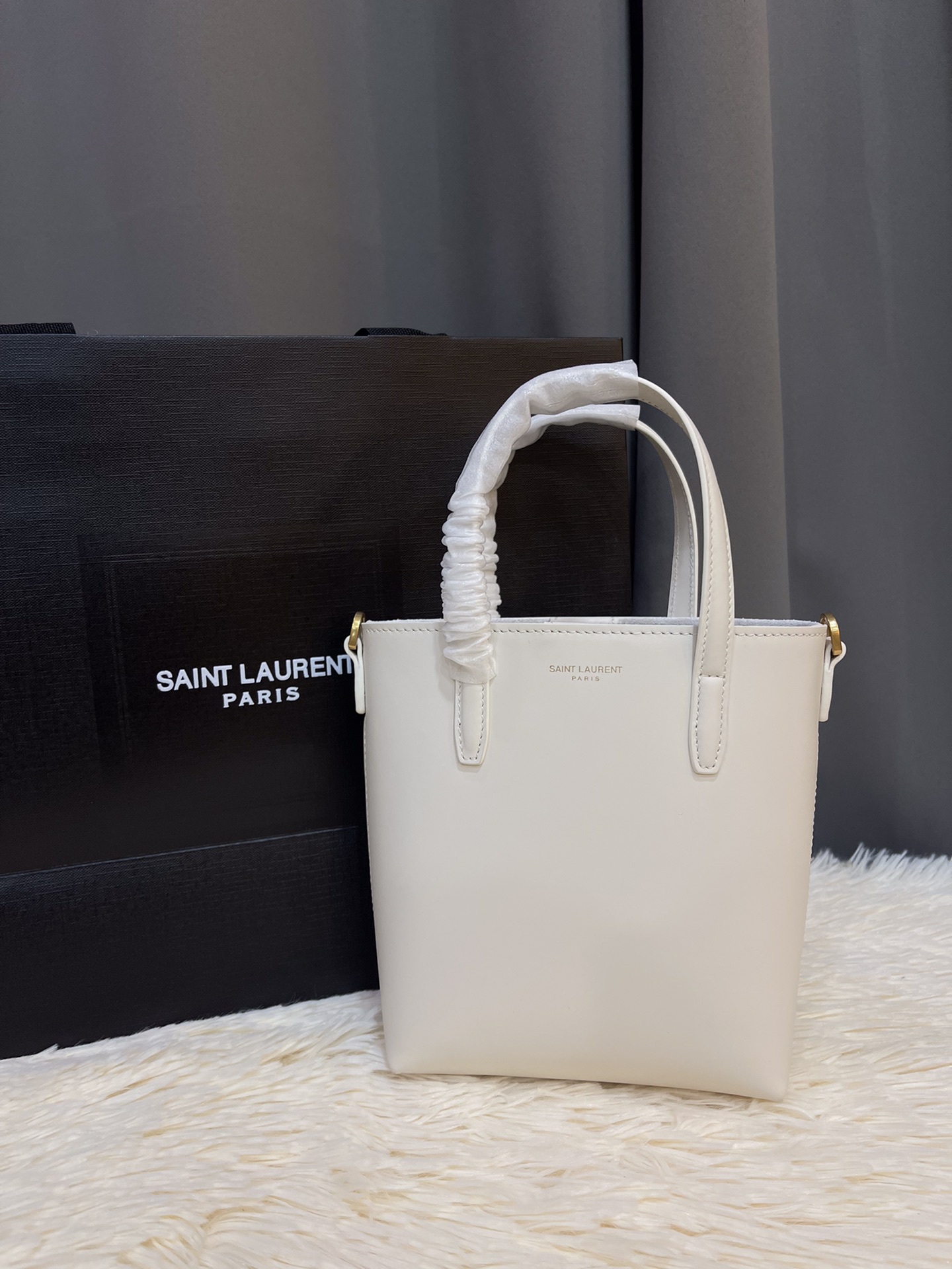 SAINT LAURENT Saint Laurent Cream Coloured Leather Mini white