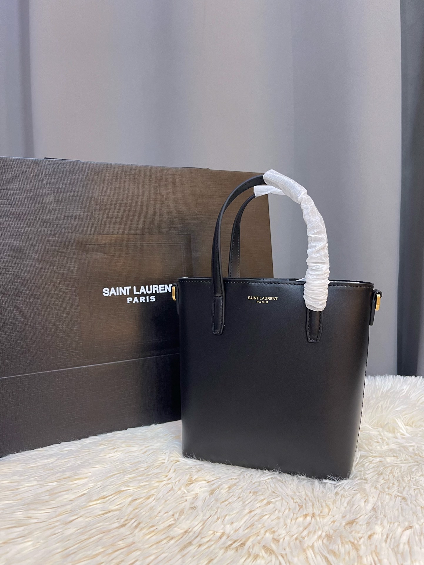 Saint Laurent Toy Bag 2way Tote Shoulder Leather Black