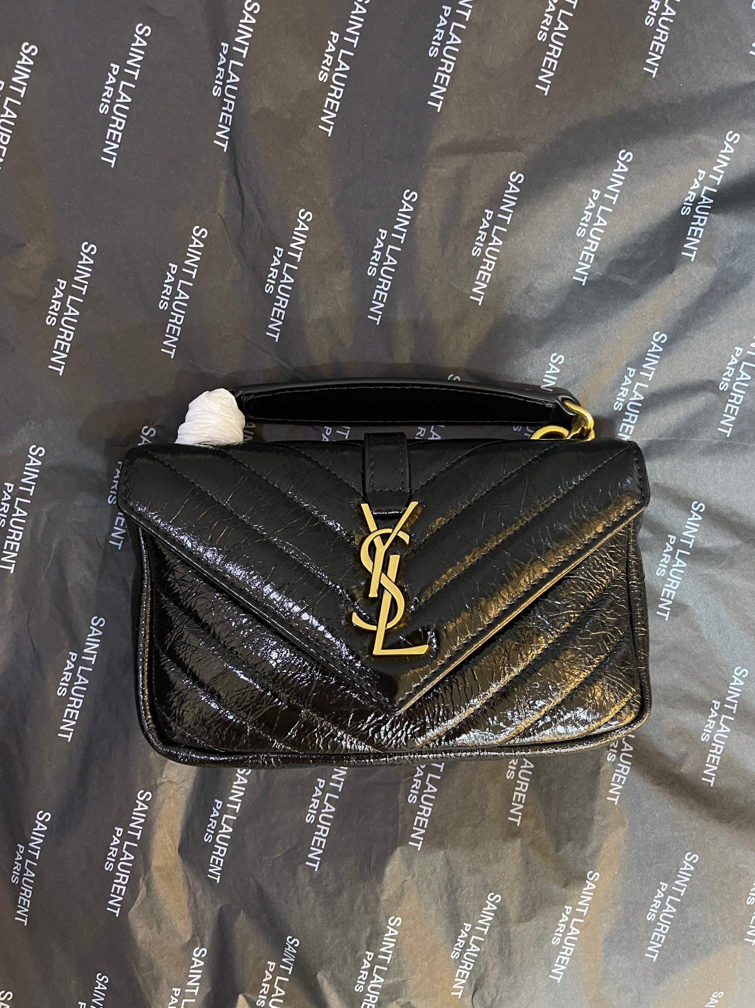 Saint Laurent College Mini Leather Shoulder Bag in Black |