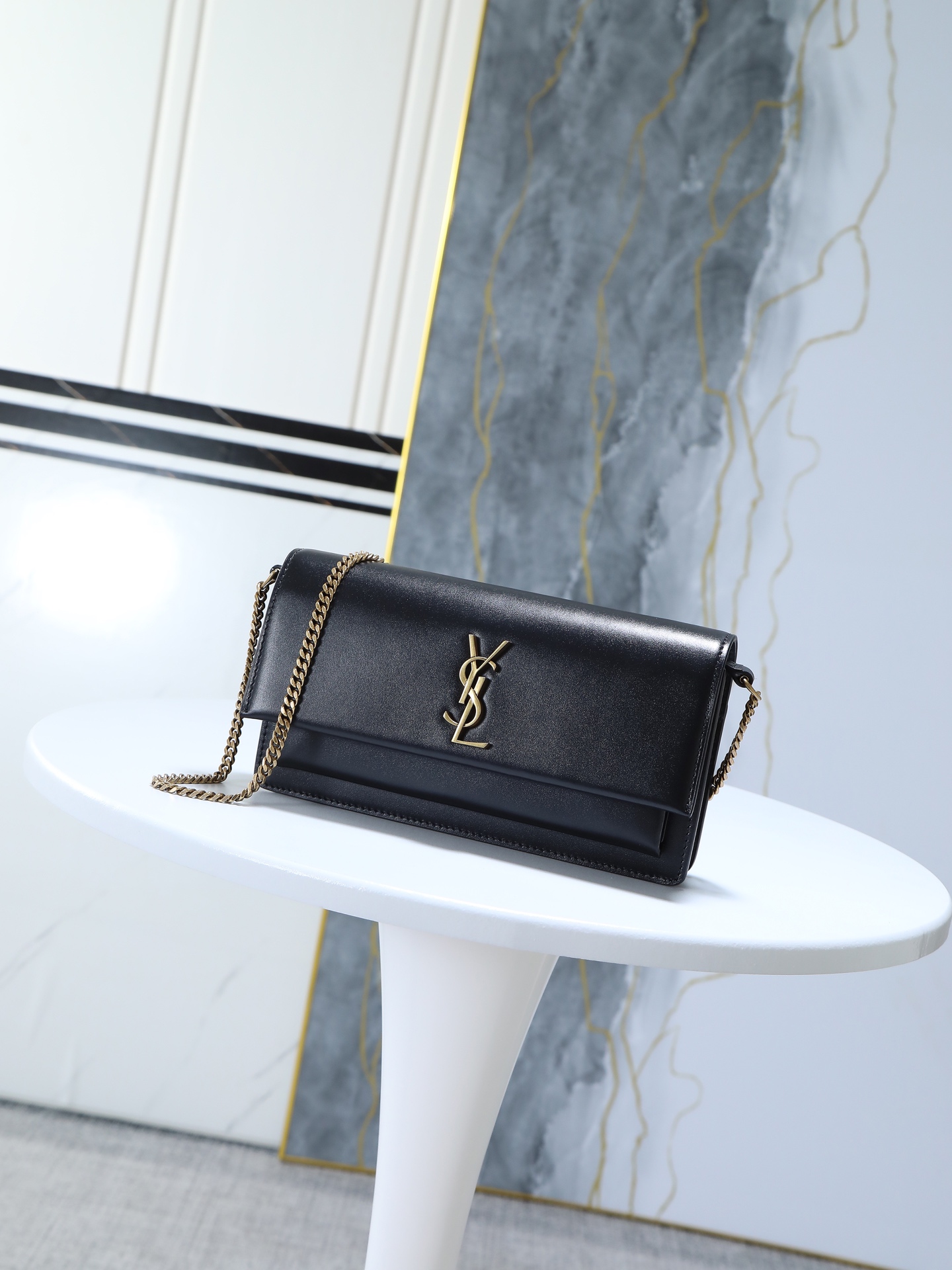 Saint Laurent Baby Sunset Leather Belt Bag in Black