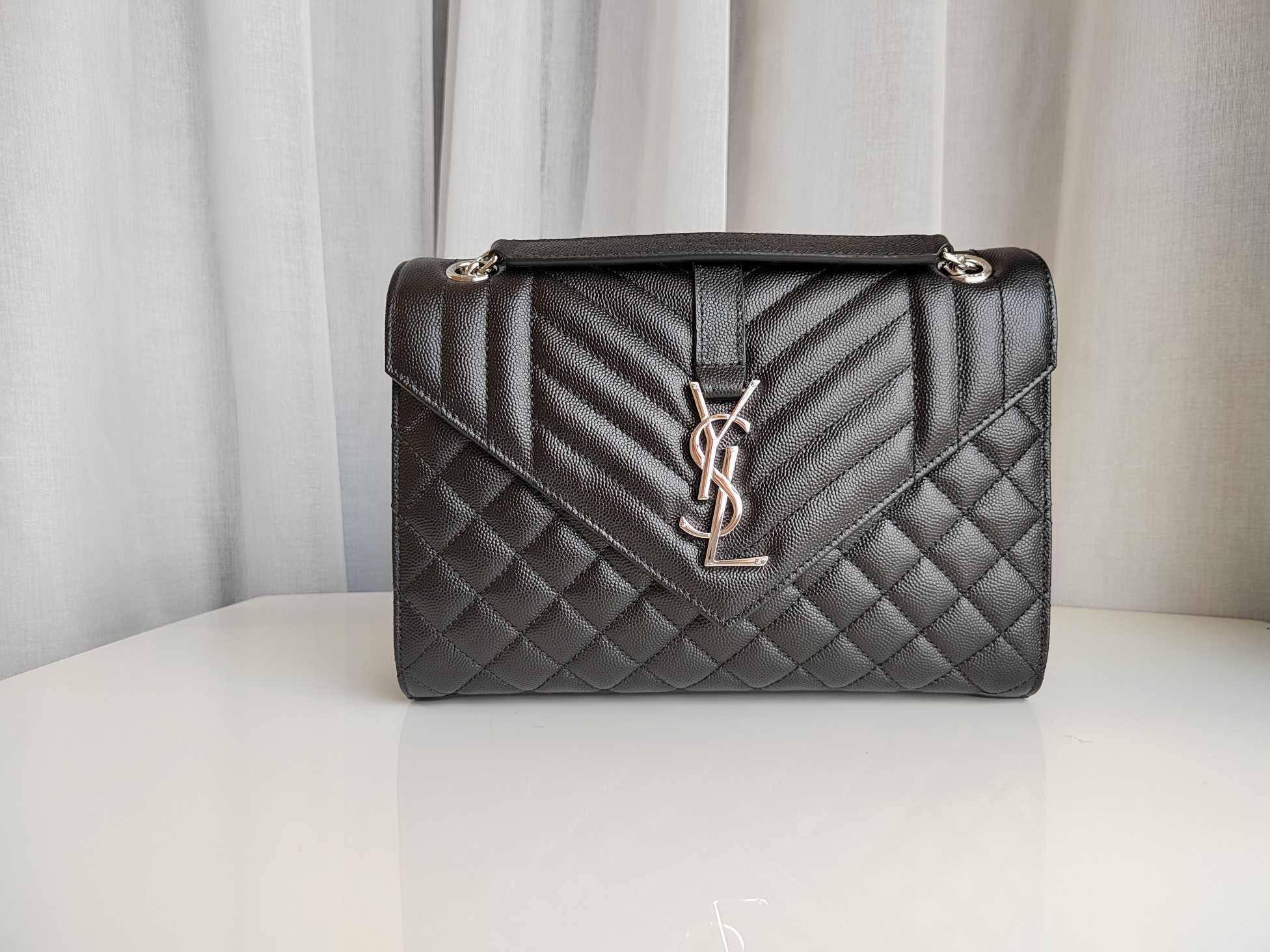 SAINT LAURENT Grain De Poudre Textured Mixed  black