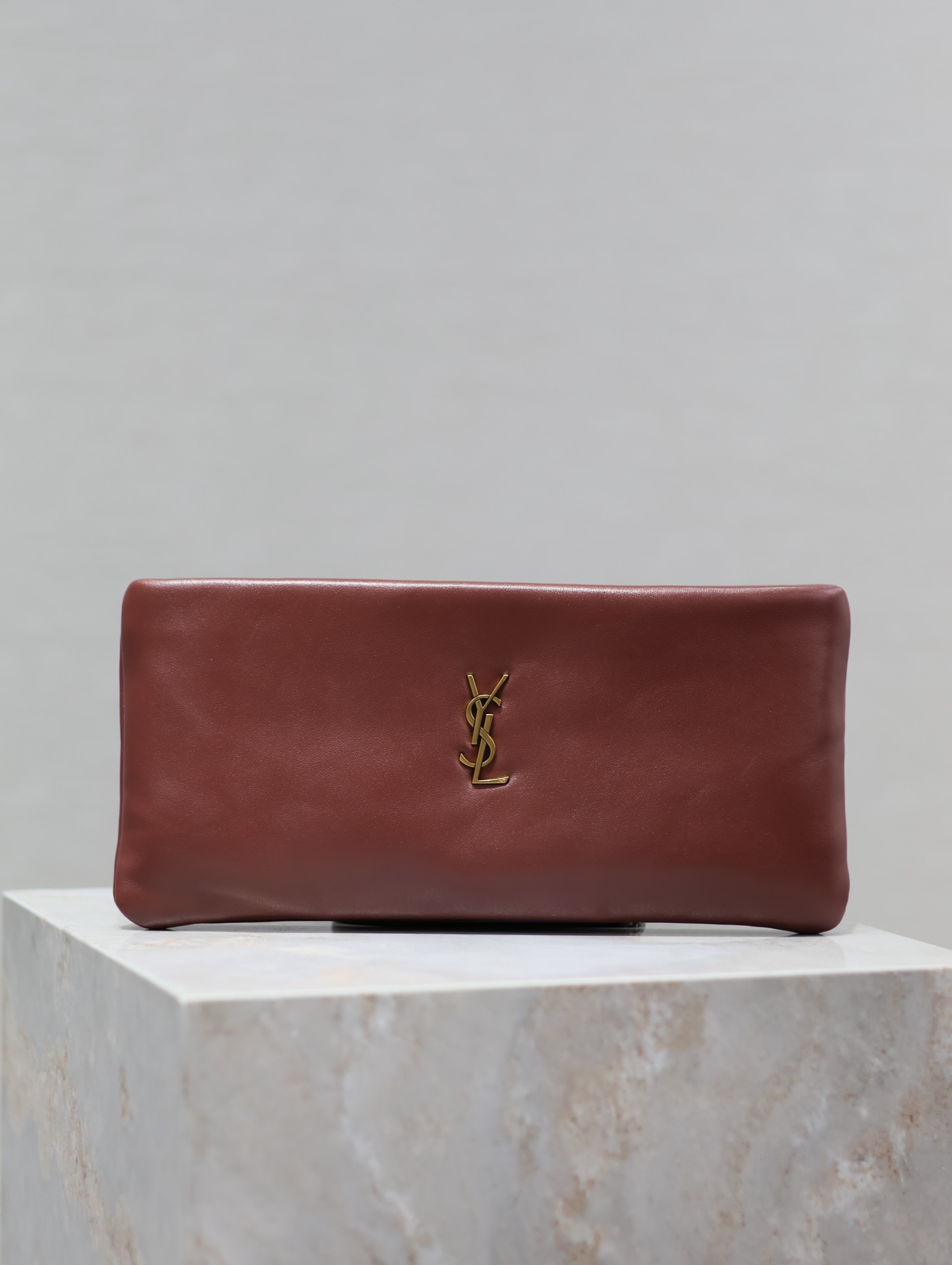 Saint Laurent Burgundy Calypso long pouch Dark red Leather