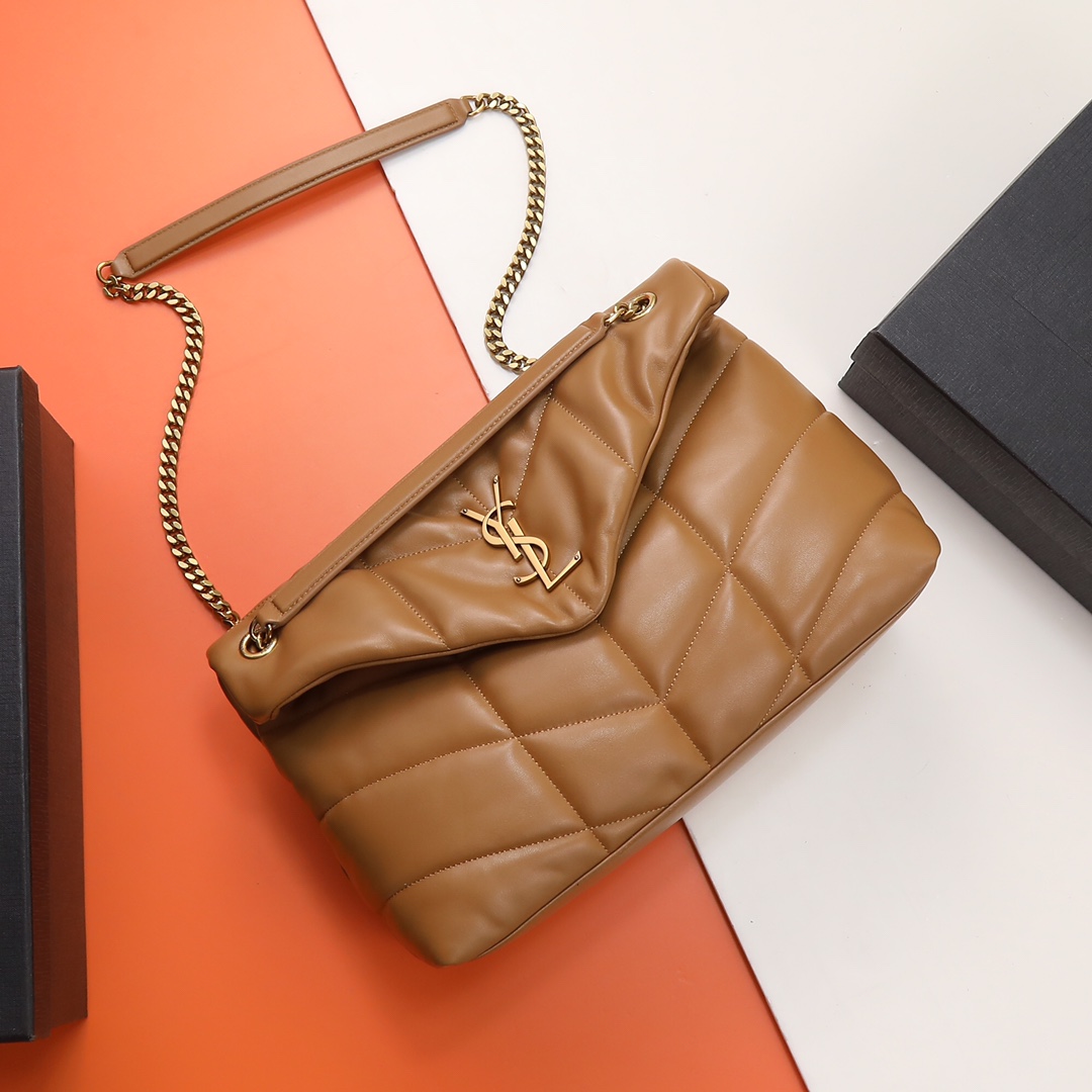 Saint Laurent Logo Plaque Puffer Small Shoulder Bag – Cettire