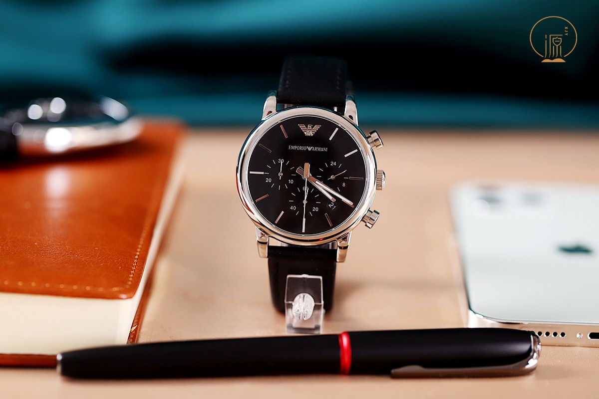 Emporio Armani Dress Analog Black Dial Black Leather Strap Watch For Men – AR8029
