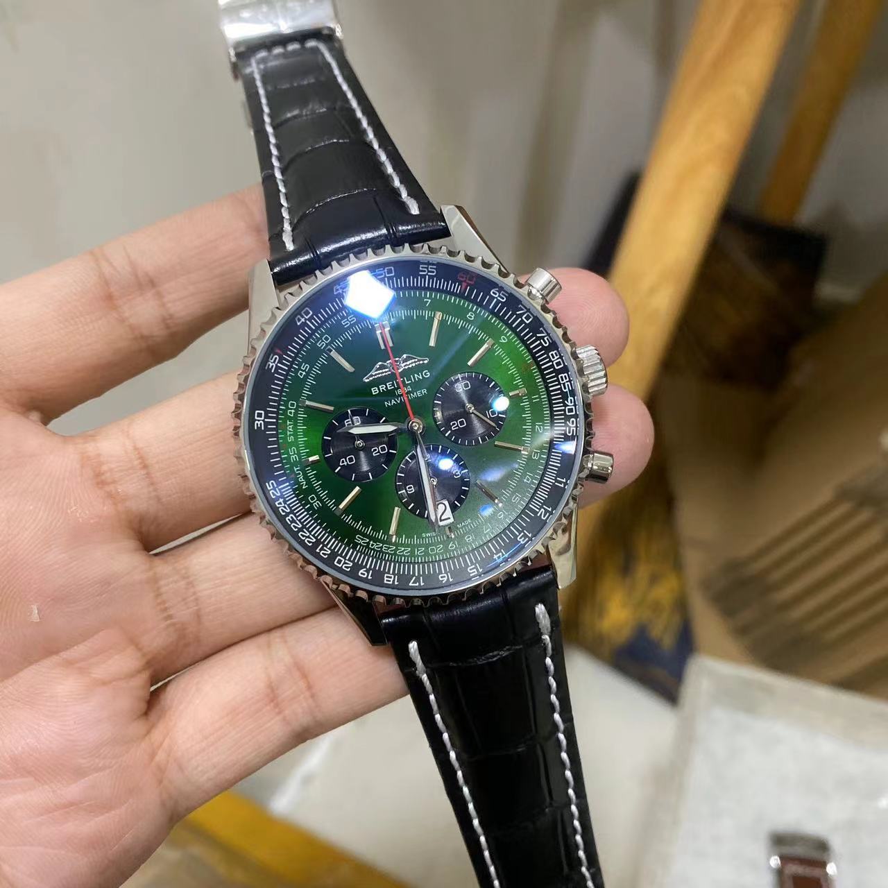 Breitling NAVITIMER B01 CHRONOGRAPH 46 AB0137241L1P1 Green Dial Automatic Men’s Watc